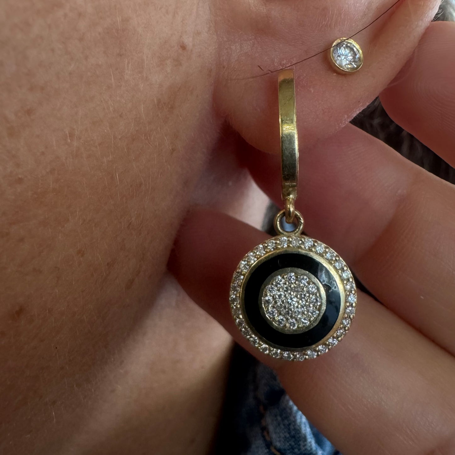 14K gold earrings set with Diamonds