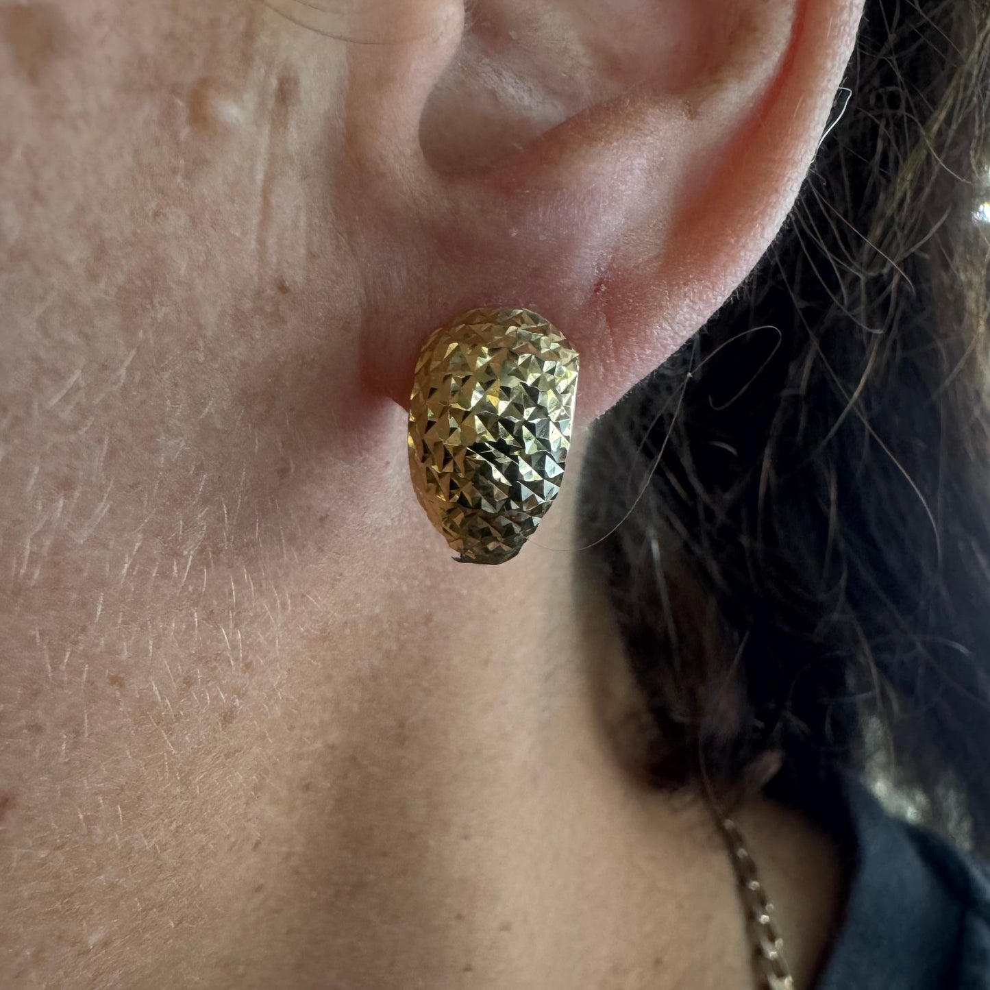 14K Gold textured dome Earrings