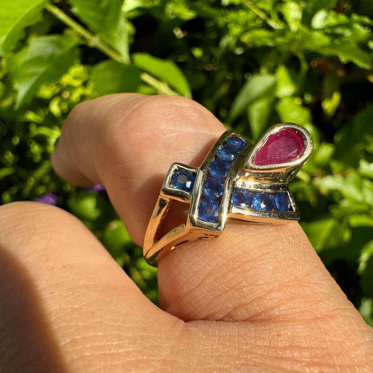 10K gold ring set with Ruby & Sapphire