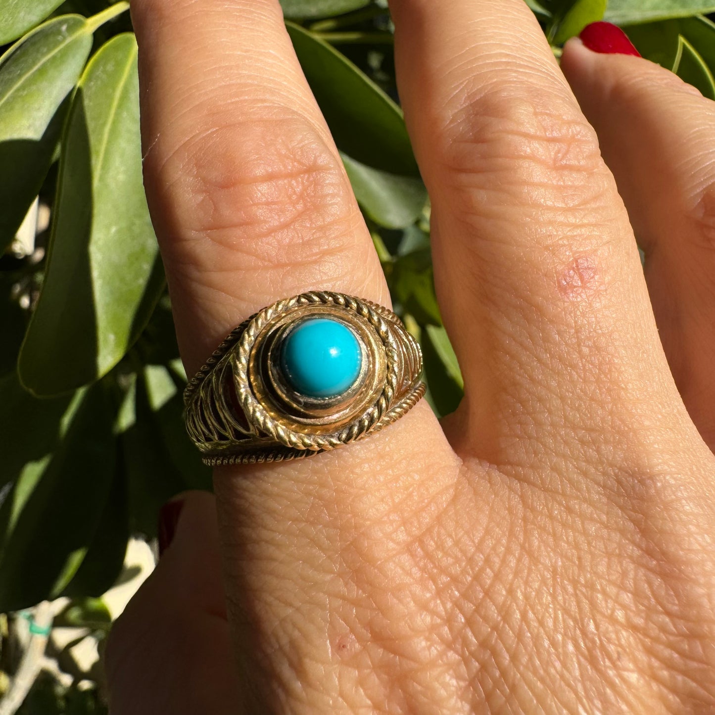 14K gold ring set with Turquoise