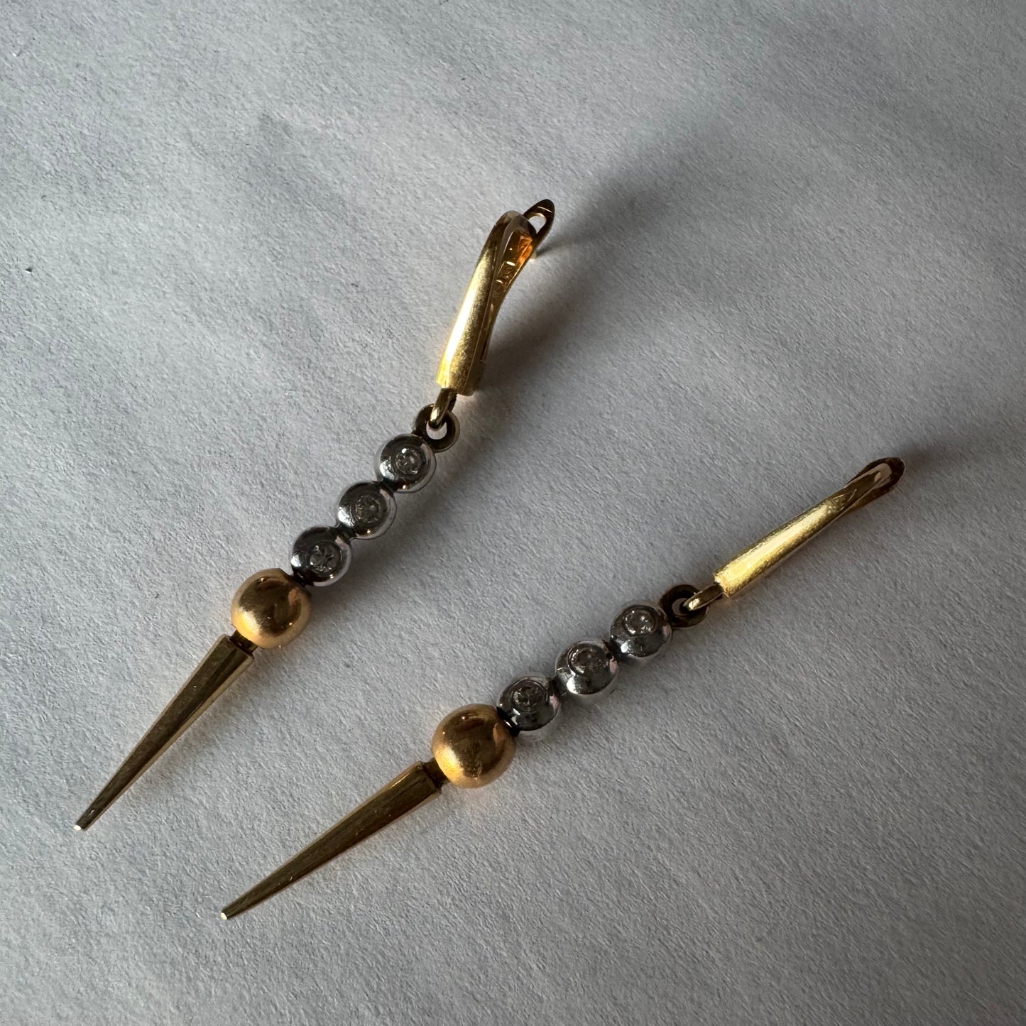 14K gold drop earrings set with Diamonds