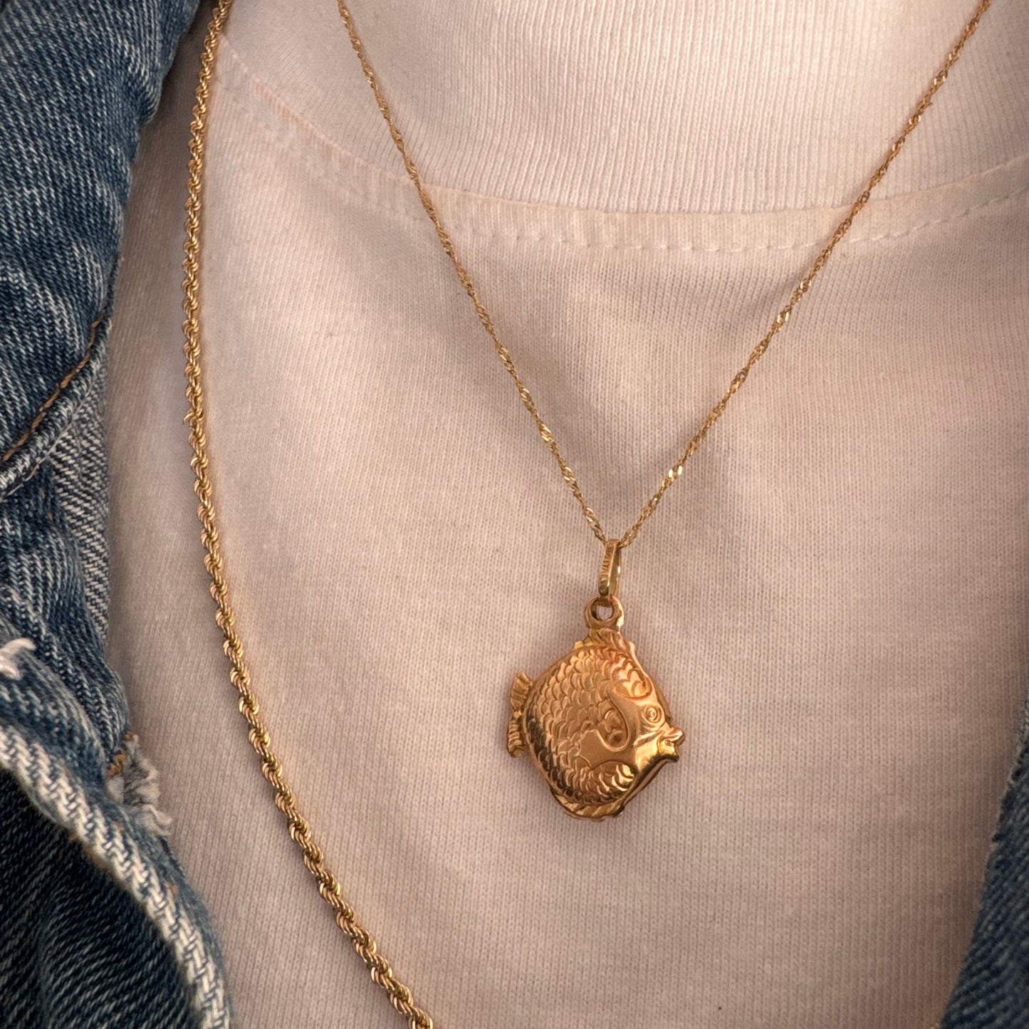 שרשרת ותליון דג מזהב 14 קראט מיוחד במינו