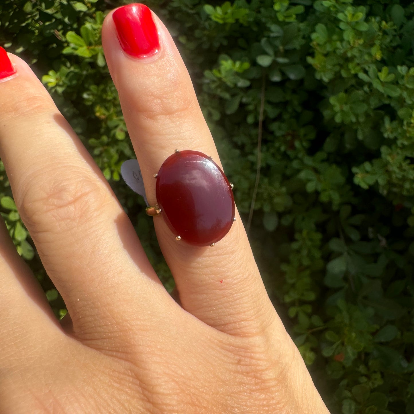 14K gold ring set with Carnelian