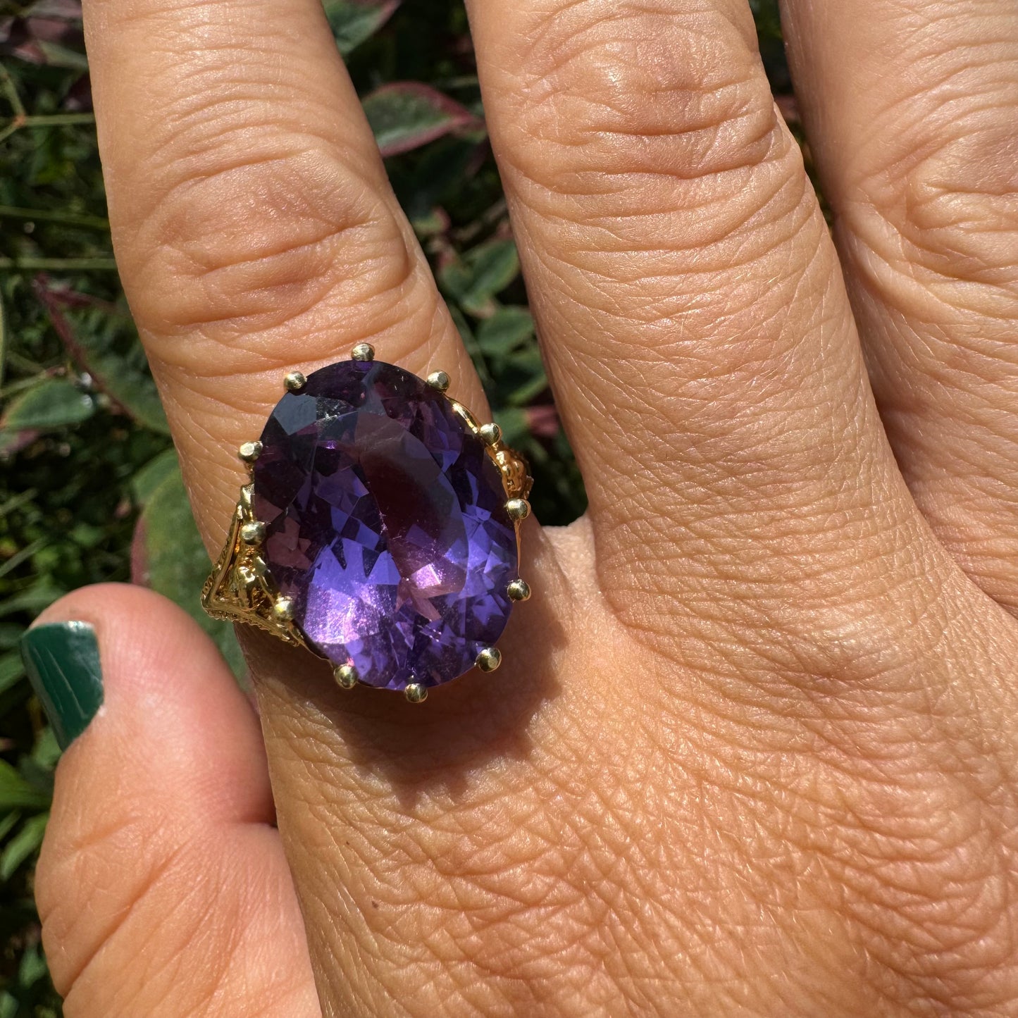 14K gold ring set with Amethyst