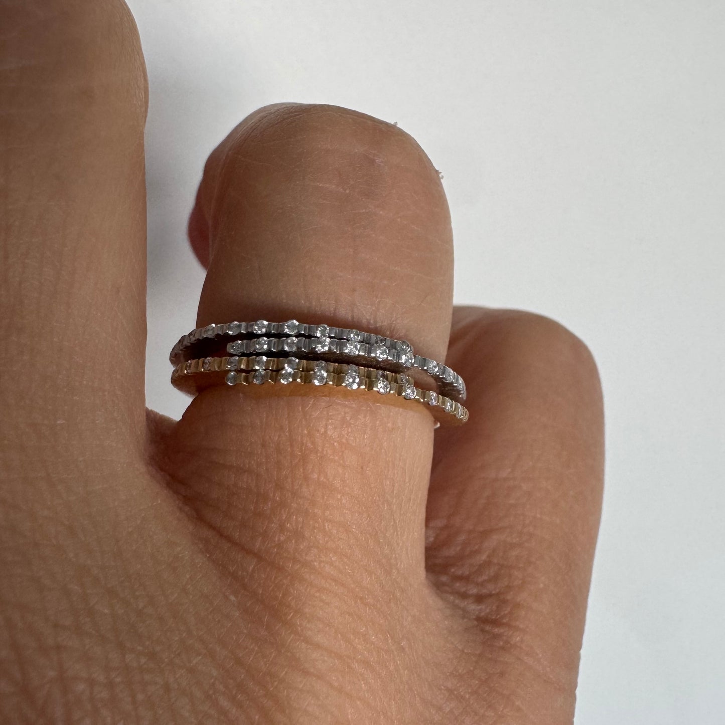 14K two-tone gold ring set with Diamonds