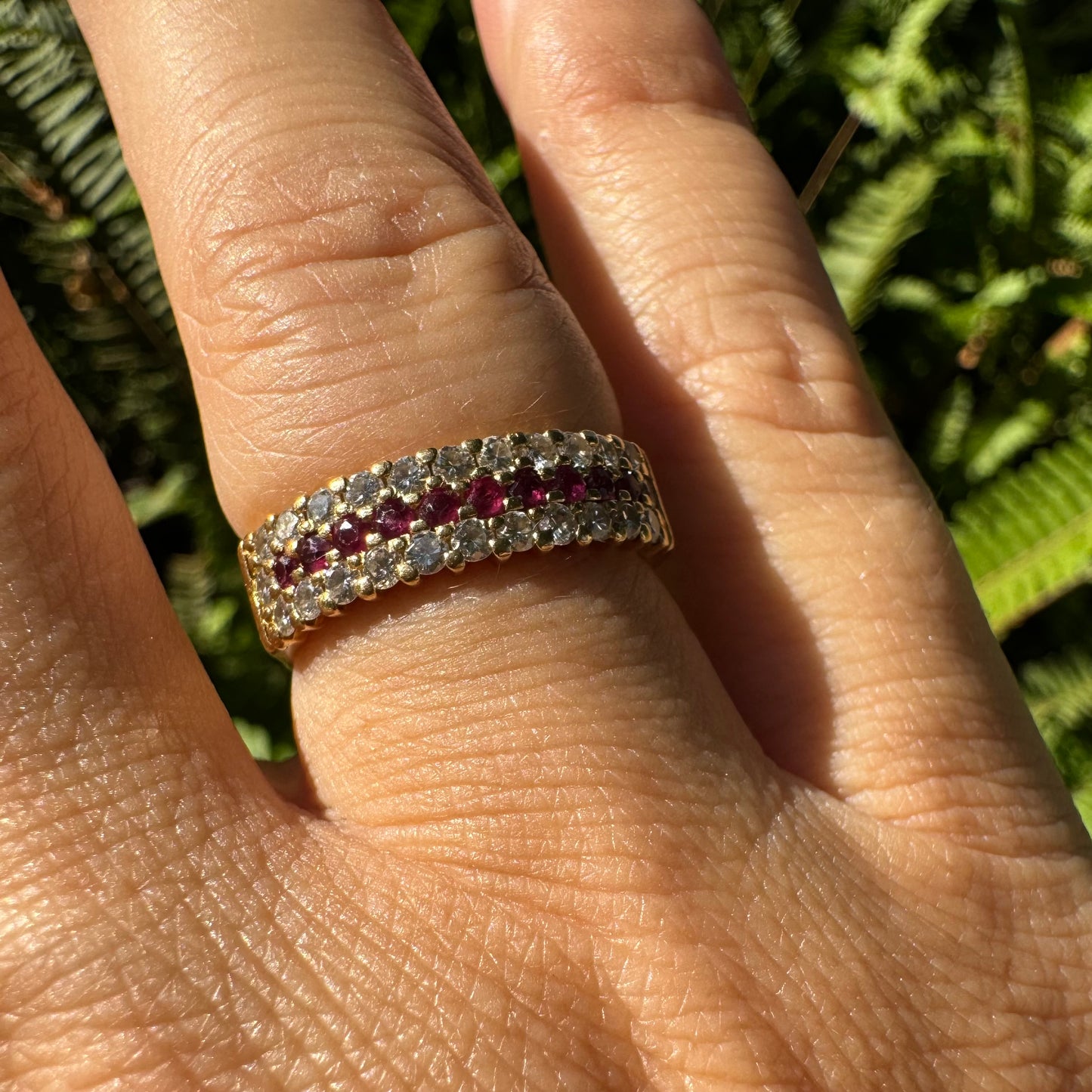 14K gold ring set with Ruby & Diamonds