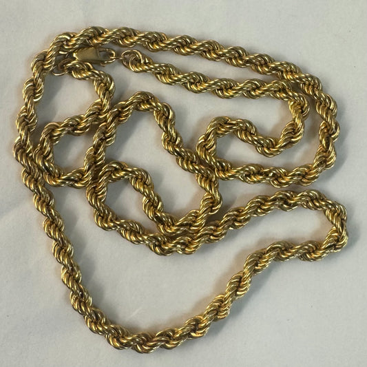 14K gold rope chain necklace with a bold vintage look