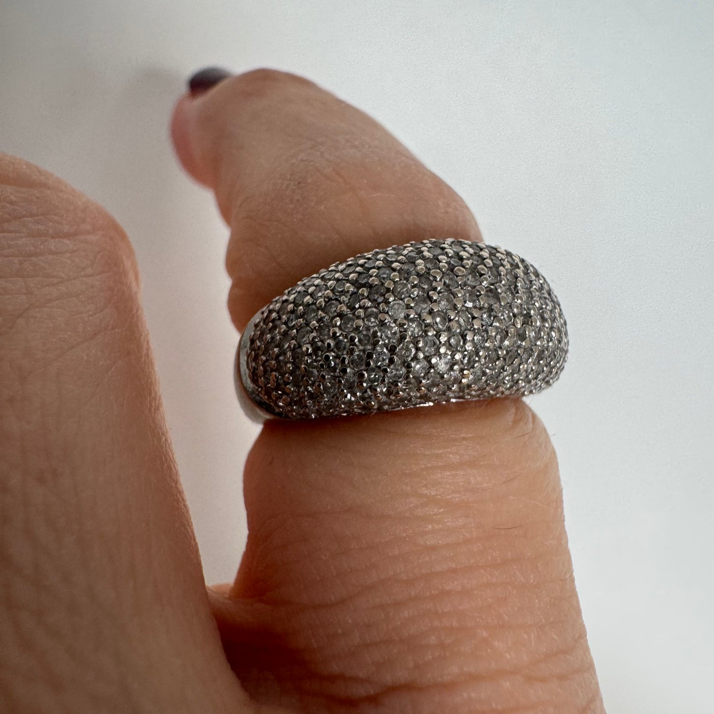 14K gold dome ring fully set with micro pavé Diamonds.