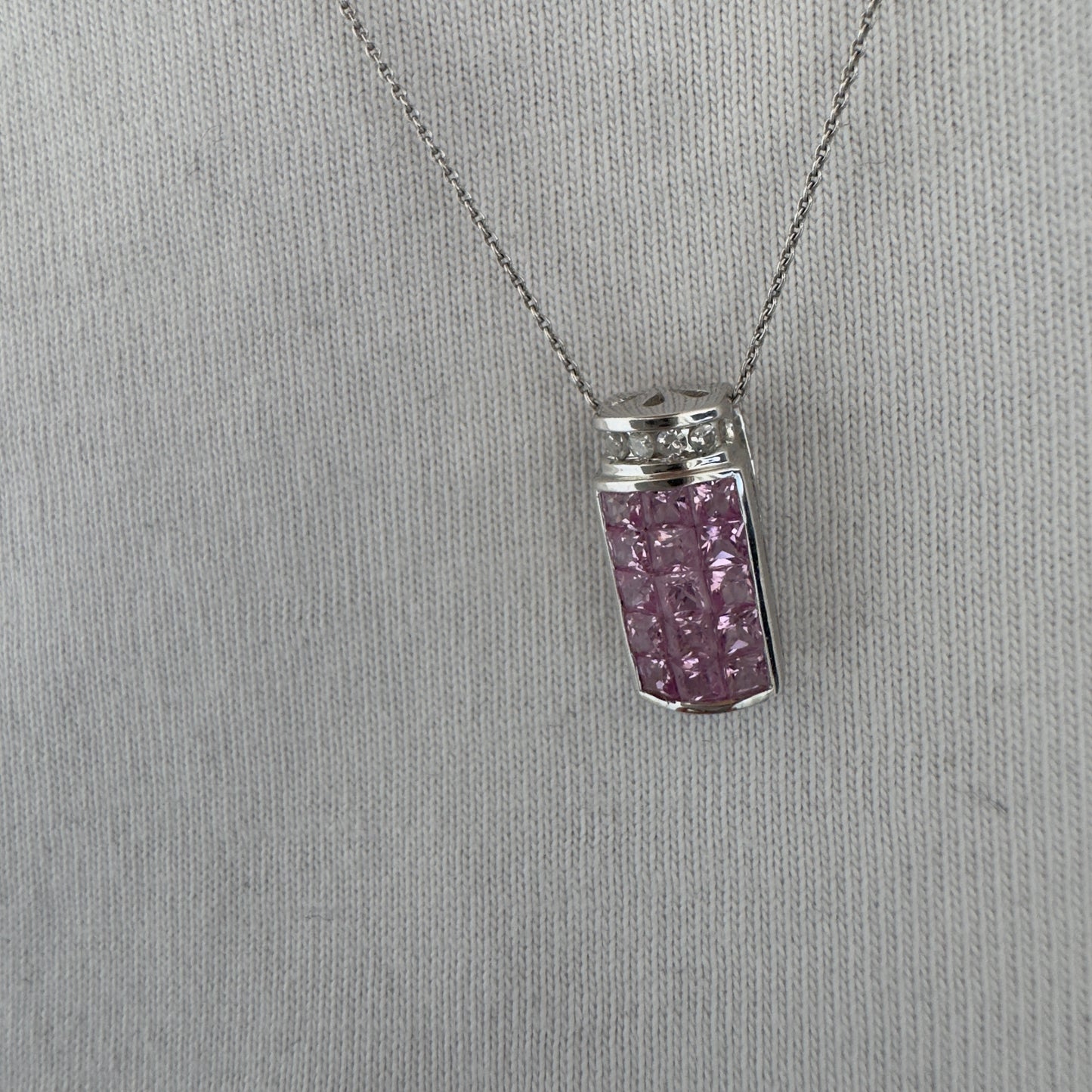 10K gold pendant with soft pink Sapphire & Diamonds