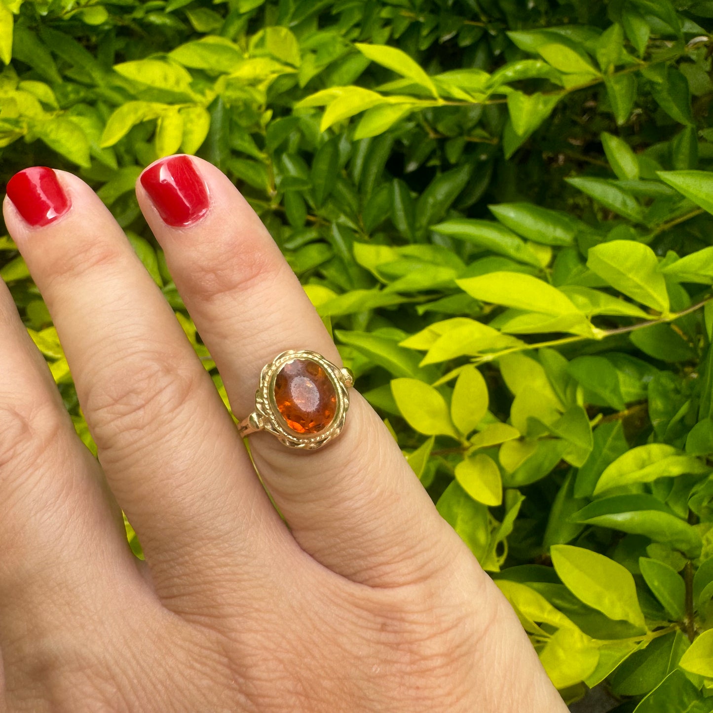 14K gold ring set with Citrine