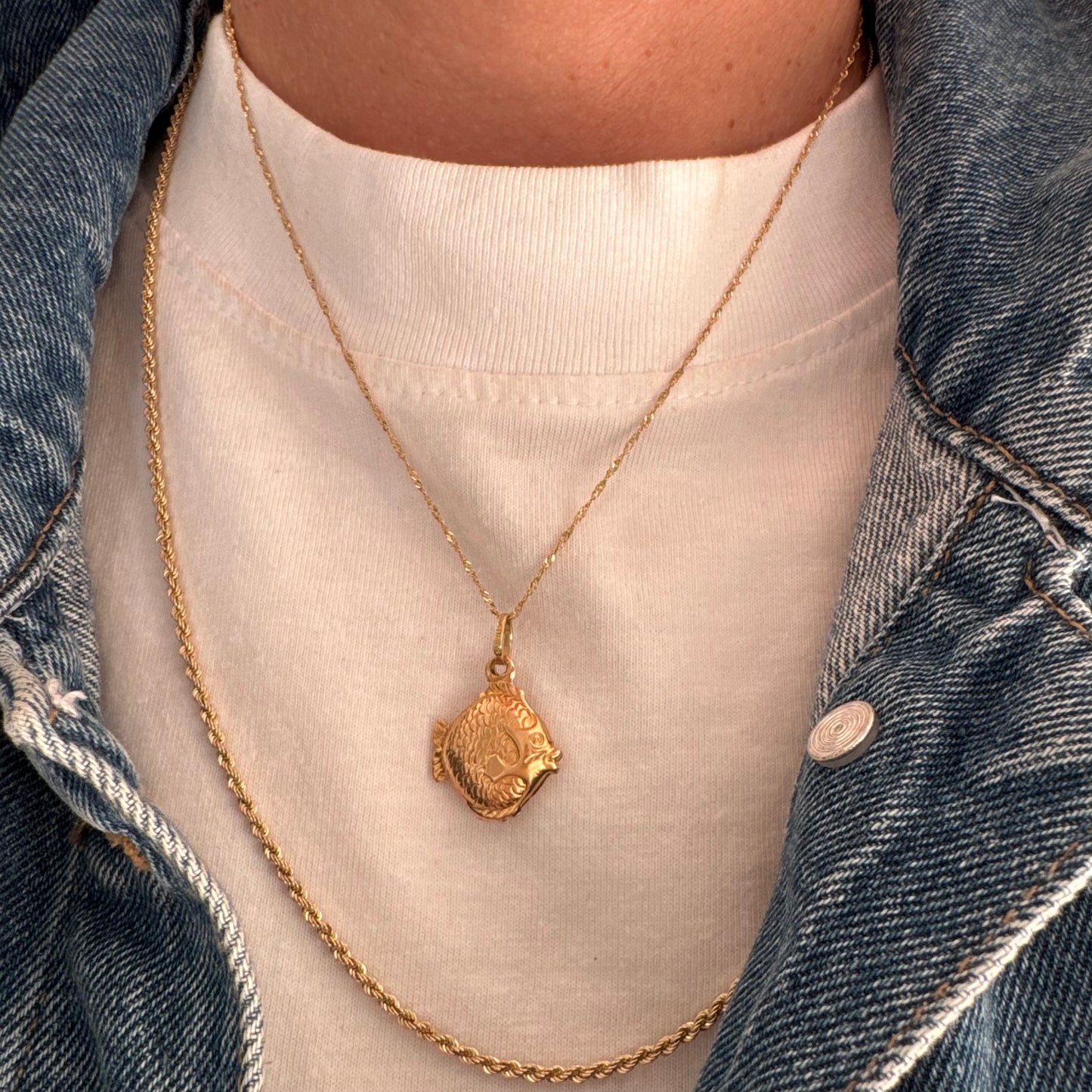 שרשרת ותליון דג מזהב 14 קראט מיוחד במינו