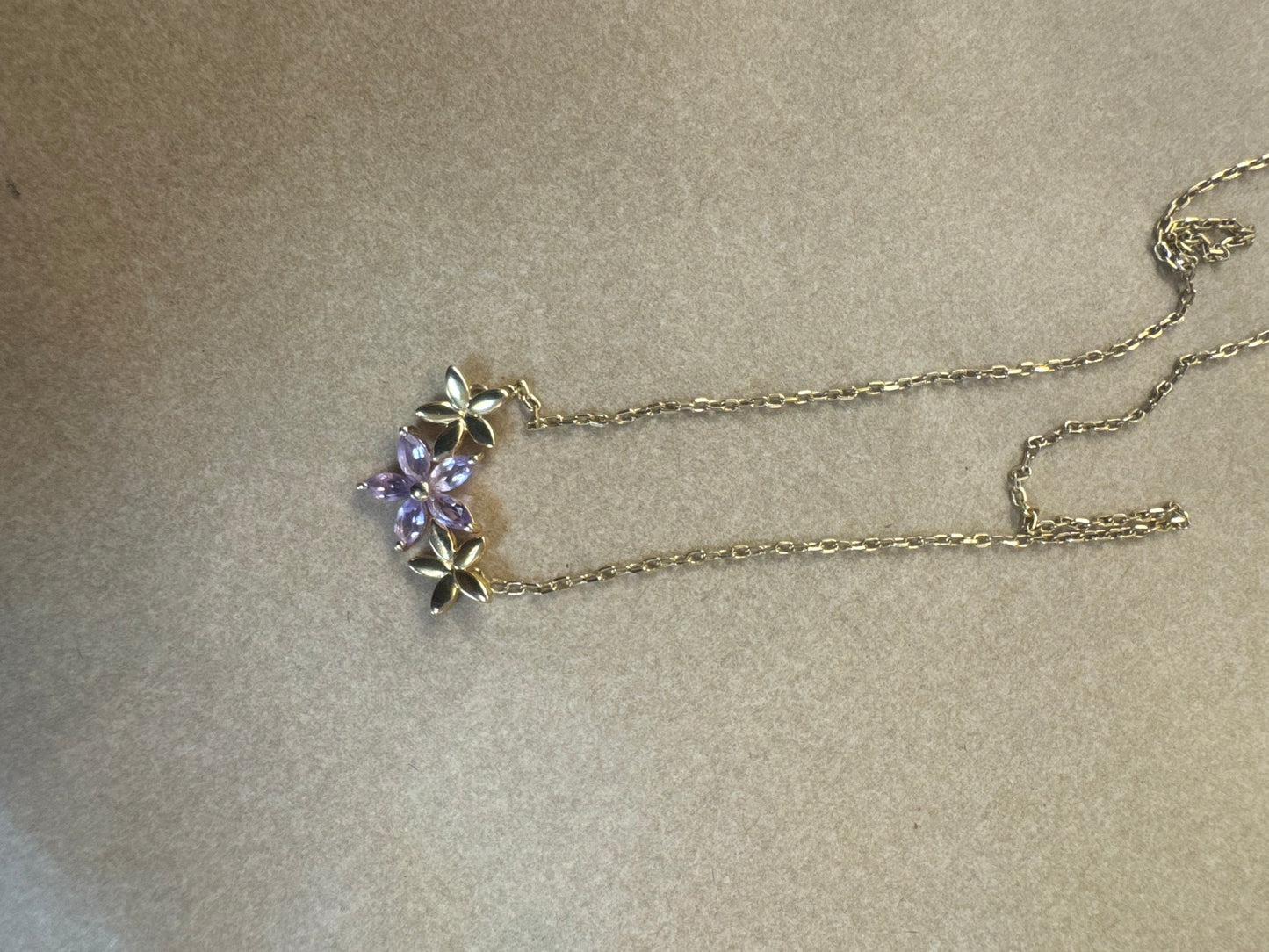 10K gold Necklace set with Amethyst