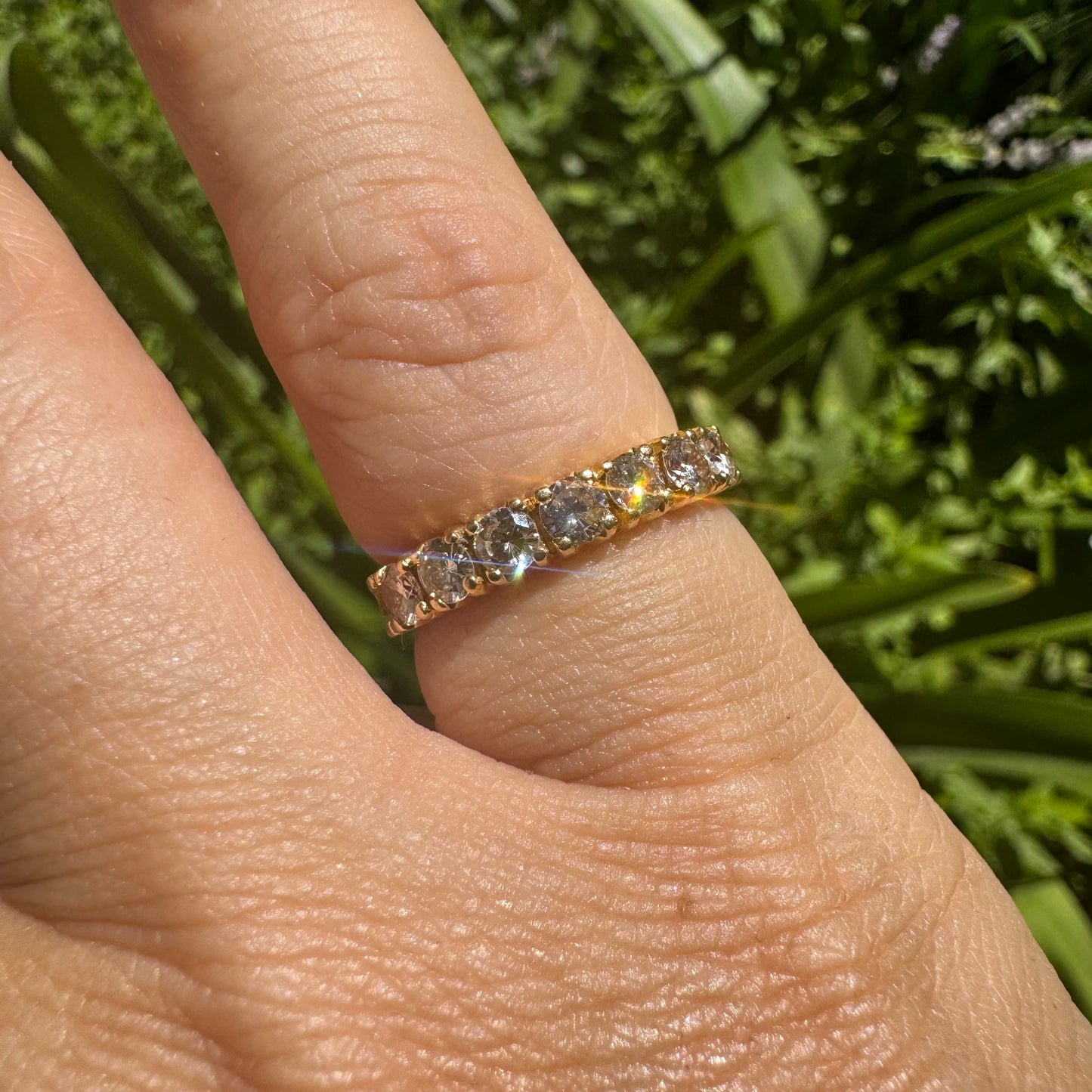 18K gold Half Eternity gold ring set with Diamonds