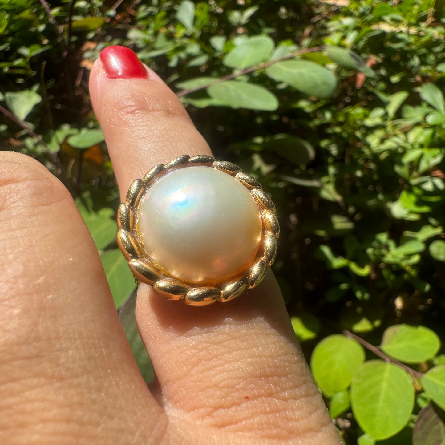 14K gold ring set with pearl