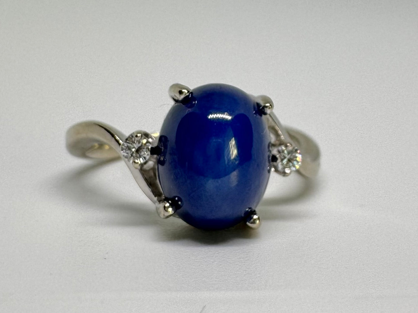 14K gold ring set with “Star” Sapphire & Diamonds