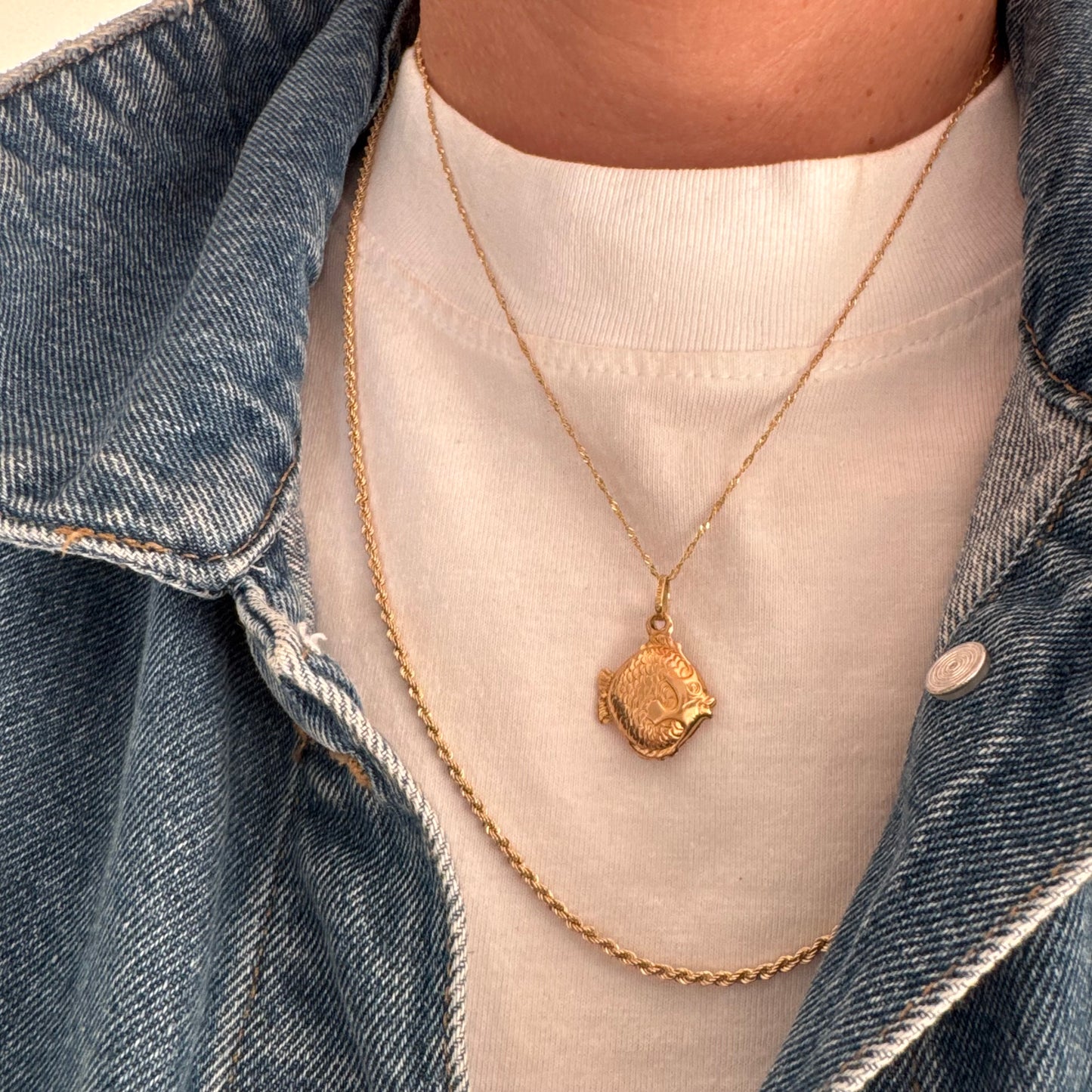 שרשרת ותליון דג מזהב 14 קראט מיוחד במינו