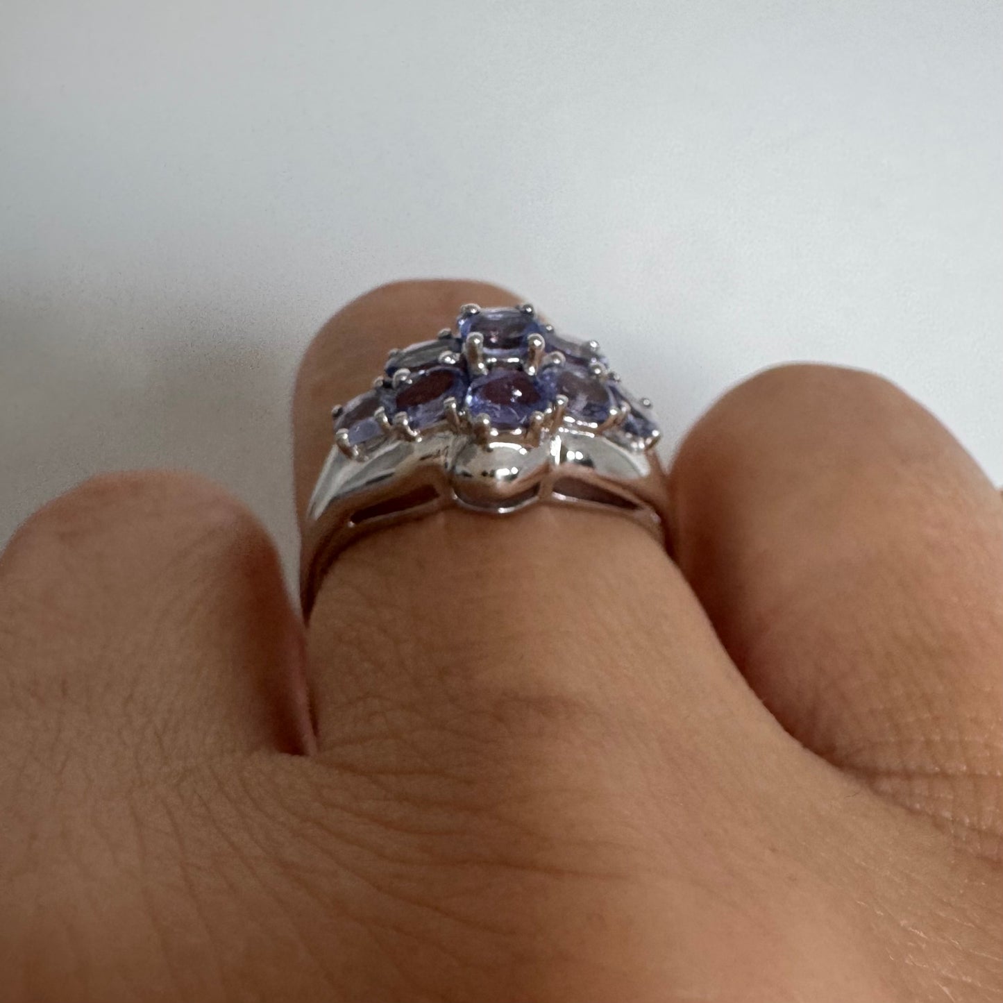 14K gold ring set with Light purple Amethyst stones