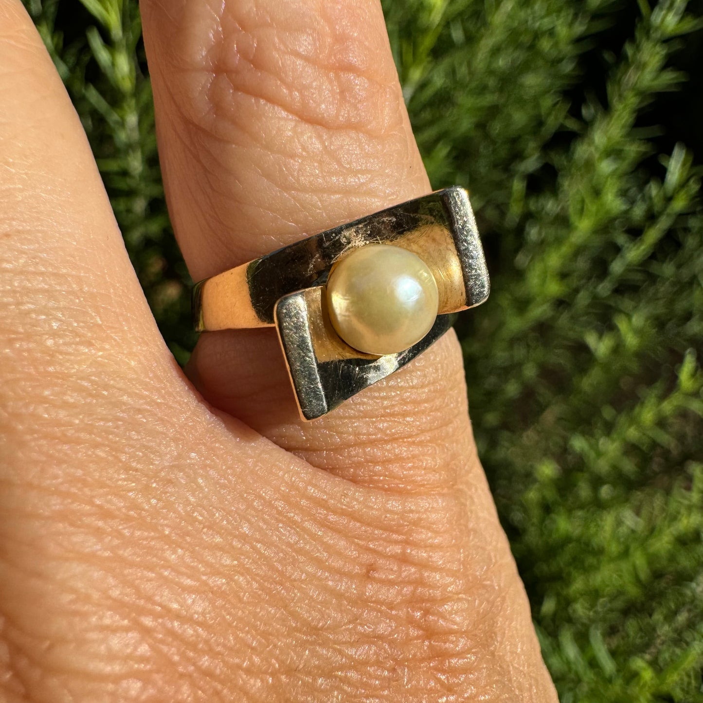 10K gold ring set with Pearl