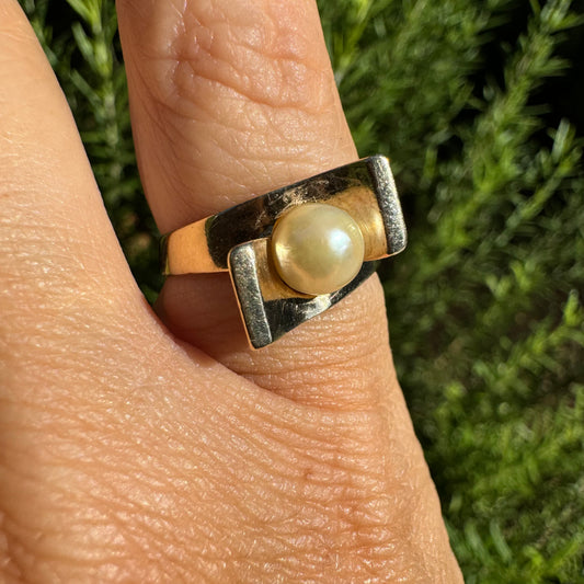 10K gold ring set with Pearl