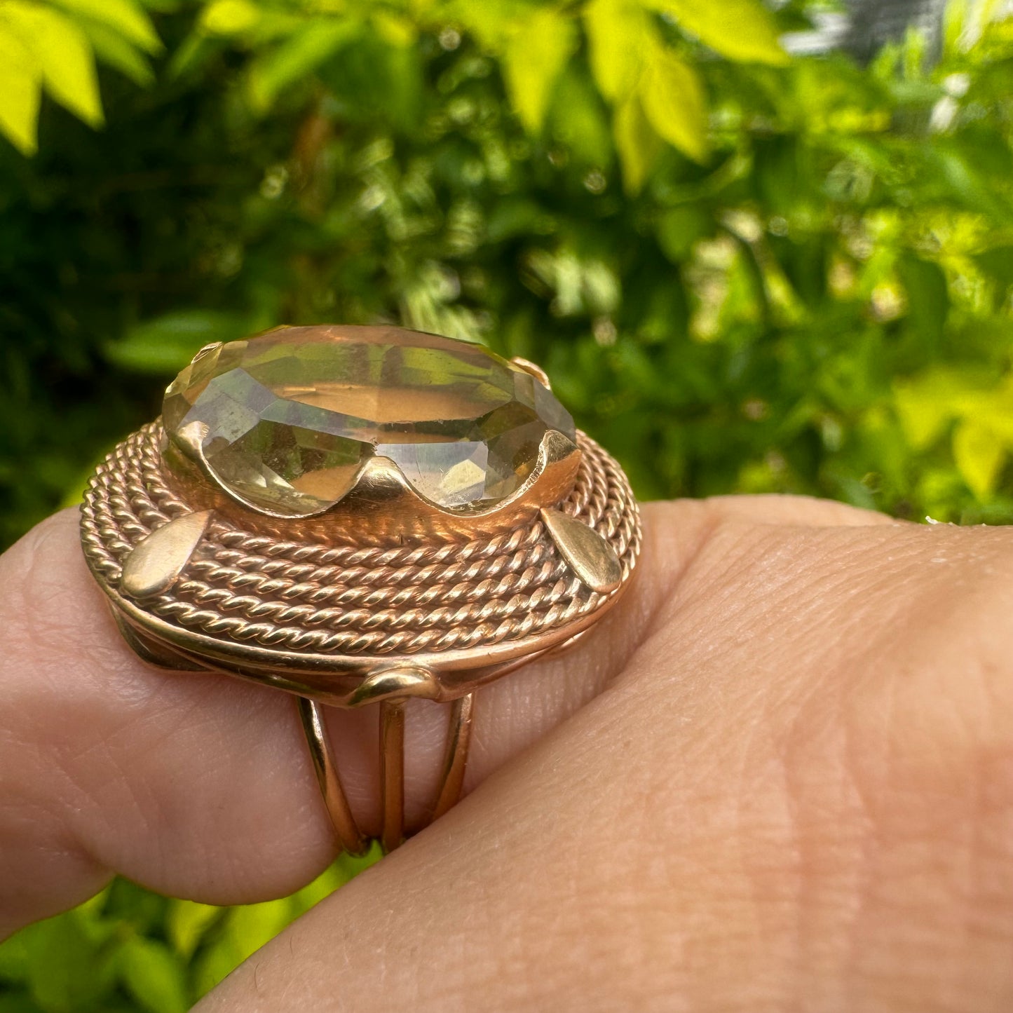 14K gold ring set with Smoky Quartz