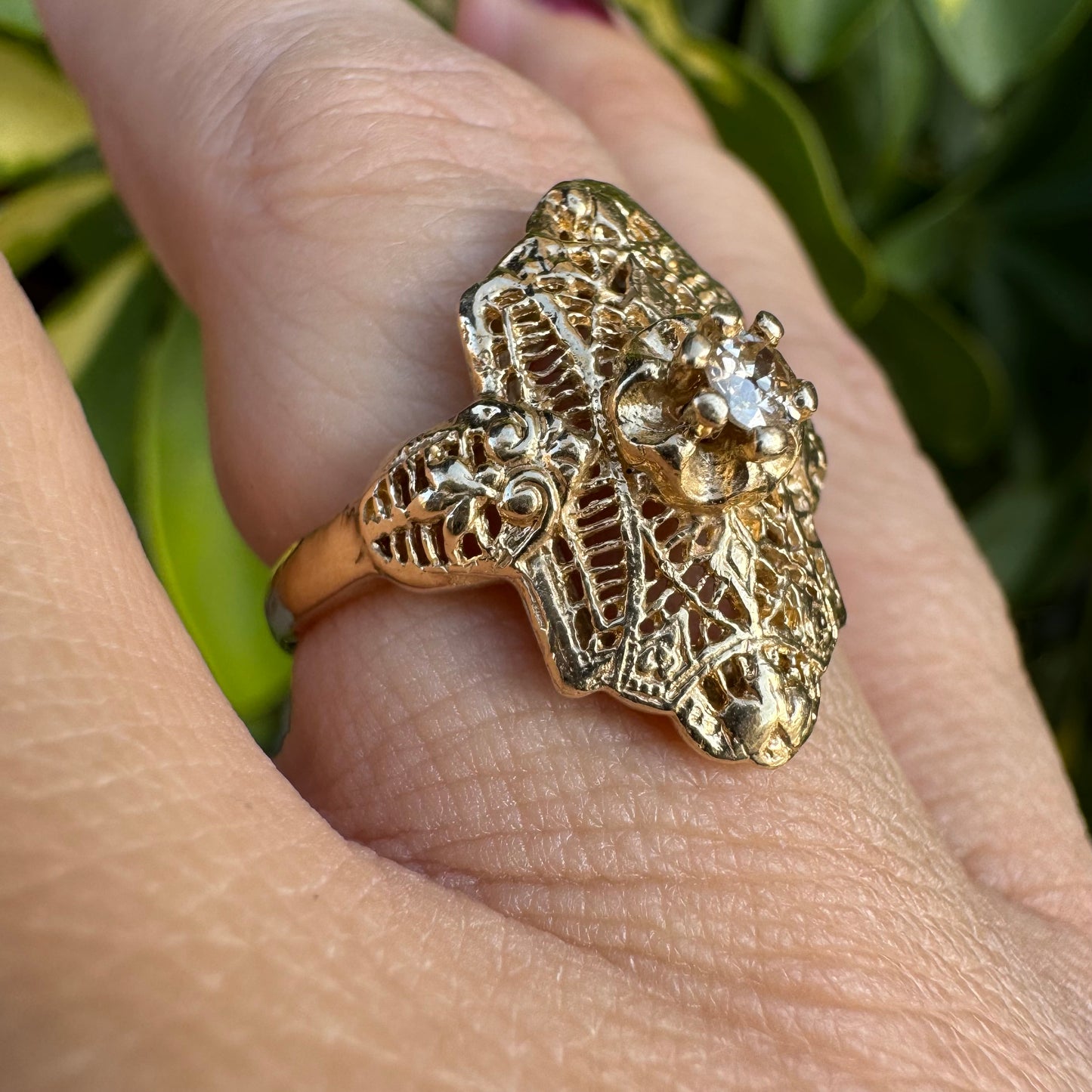 14K gold ring set with a Diamond