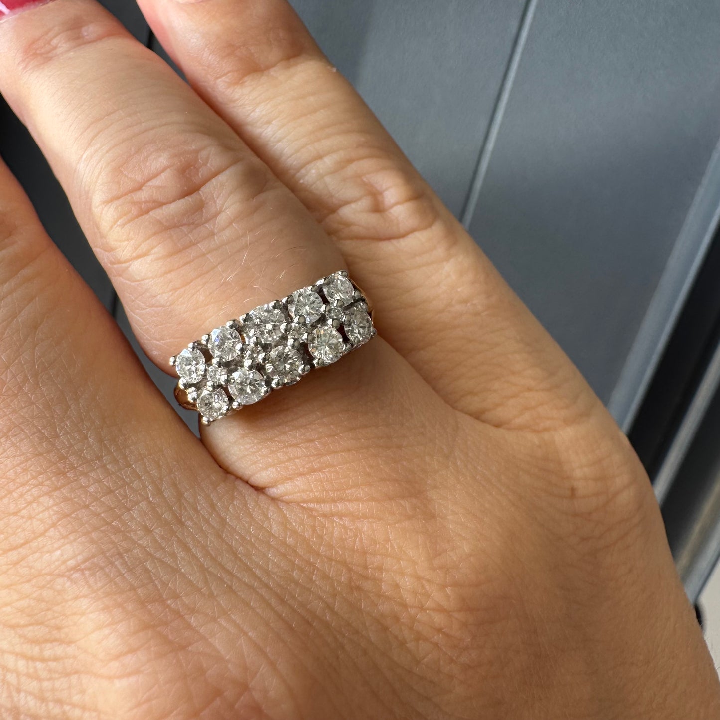 טבעת זהב צהוב 14 קראט משובצת יהלומים