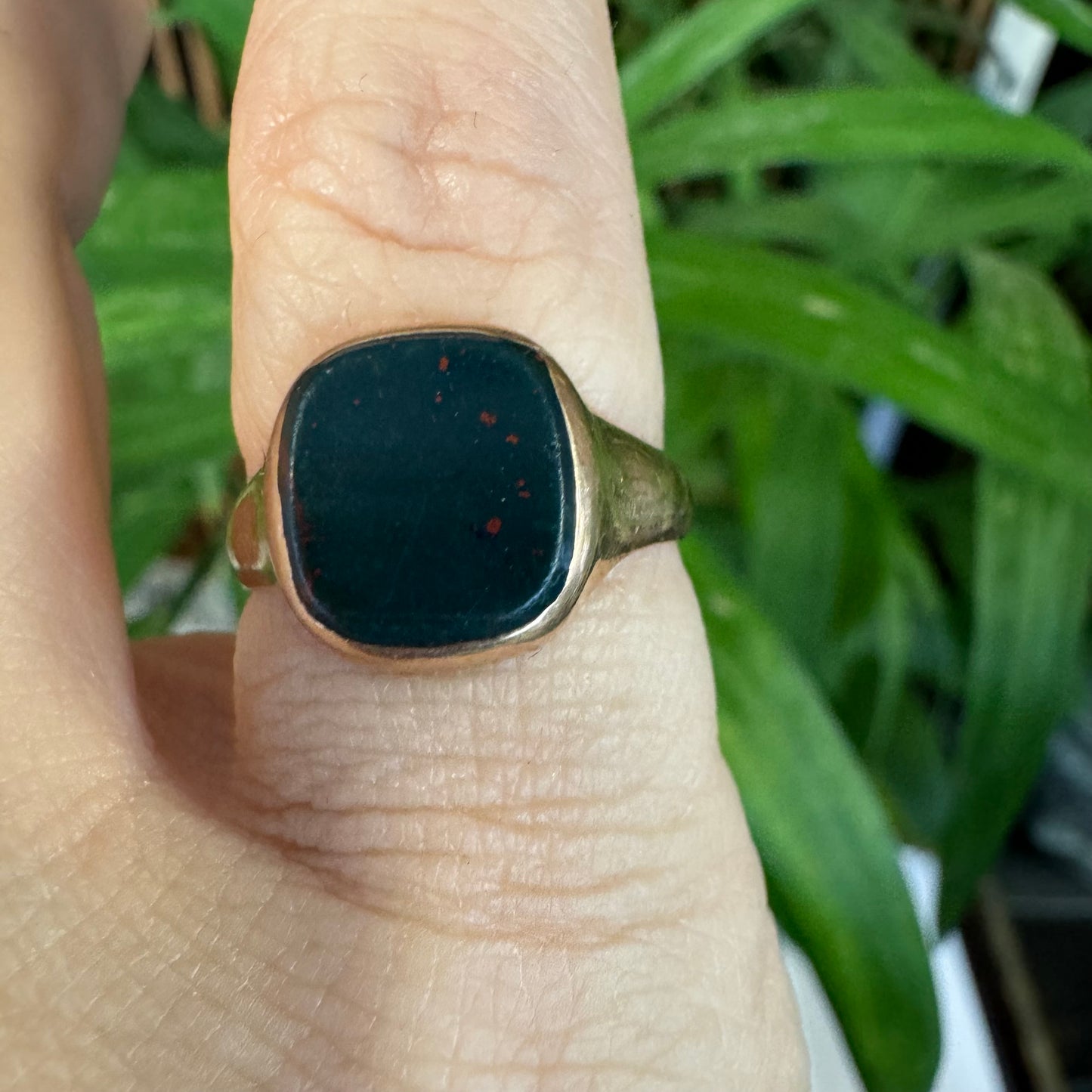 14K gold ring set with Bloodstone