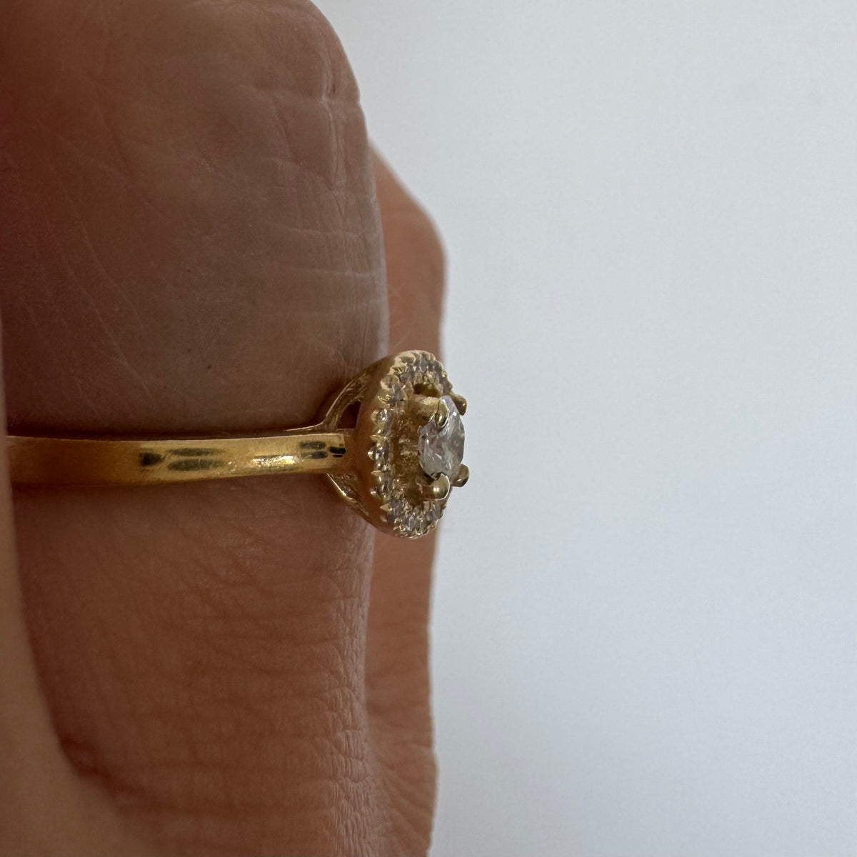 14K Yellow Gold Diamond Halo Ring