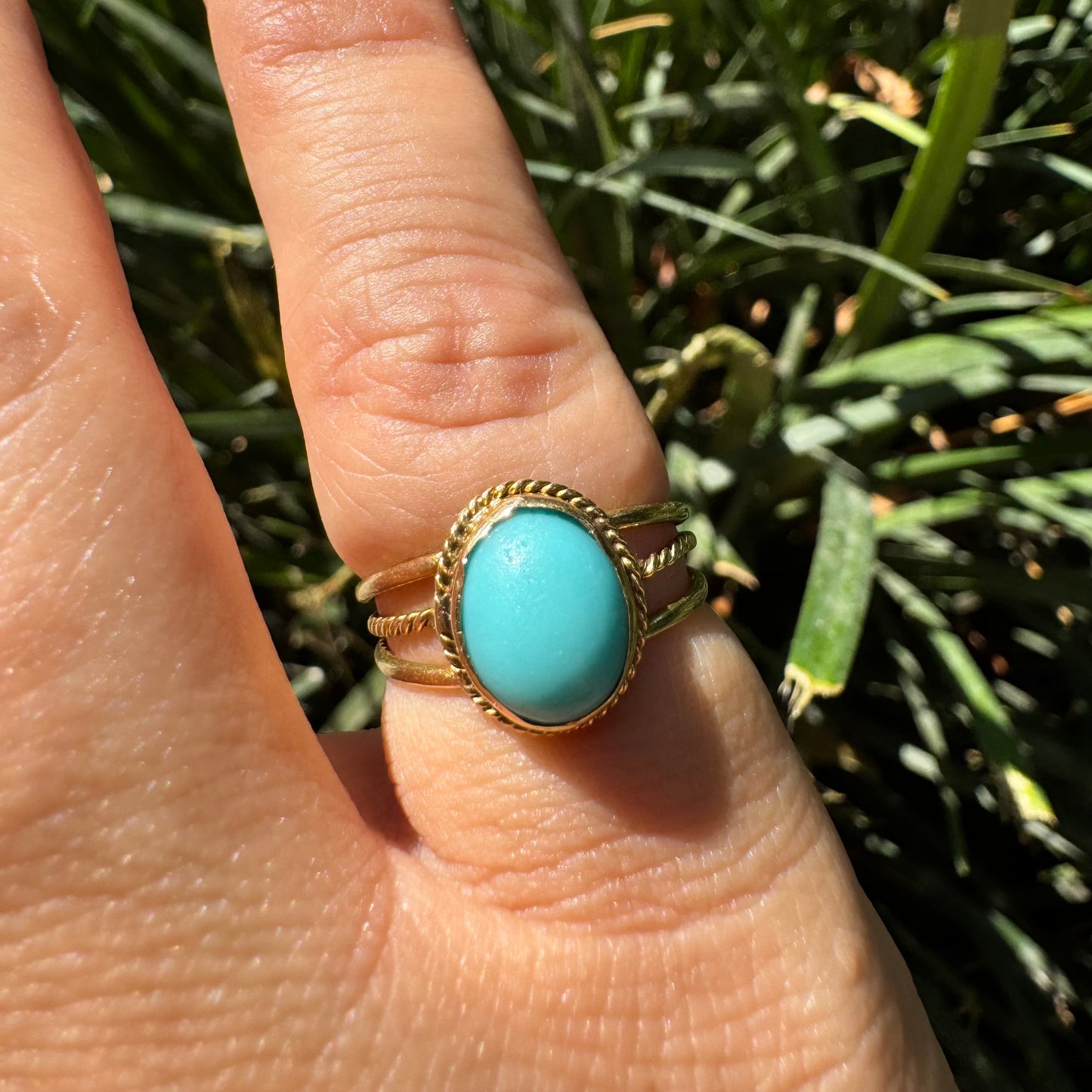 14K gold ring set with Turquoise