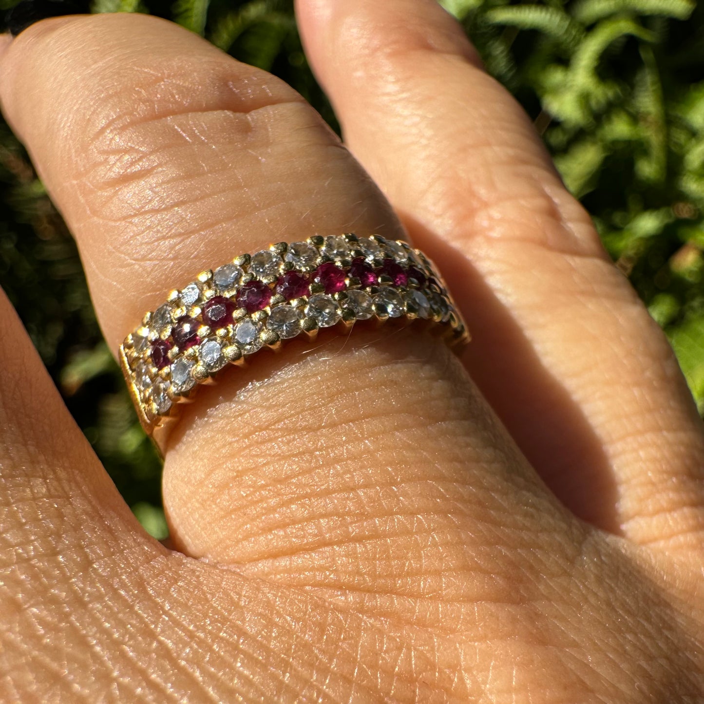 14K gold ring set with Ruby & Diamonds