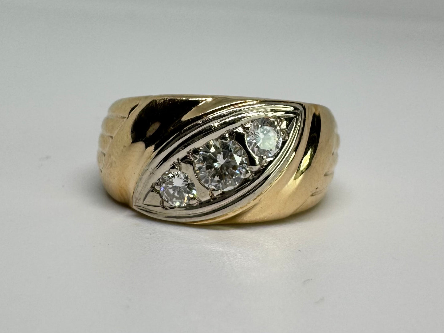 14K gold ring set with diamonds