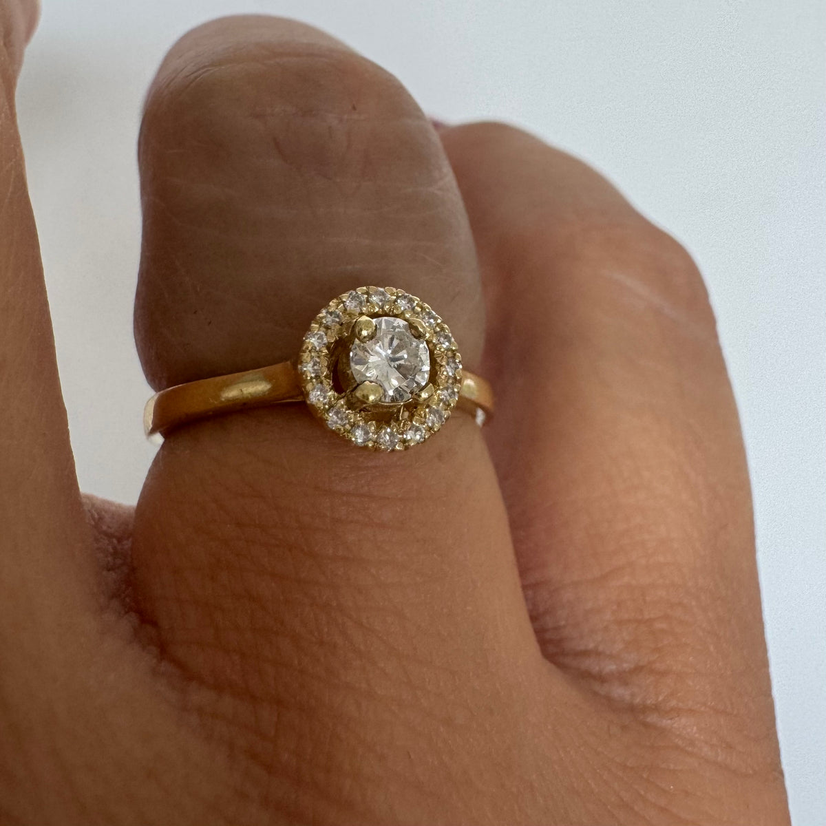 14K Yellow Gold Diamond Halo Ring