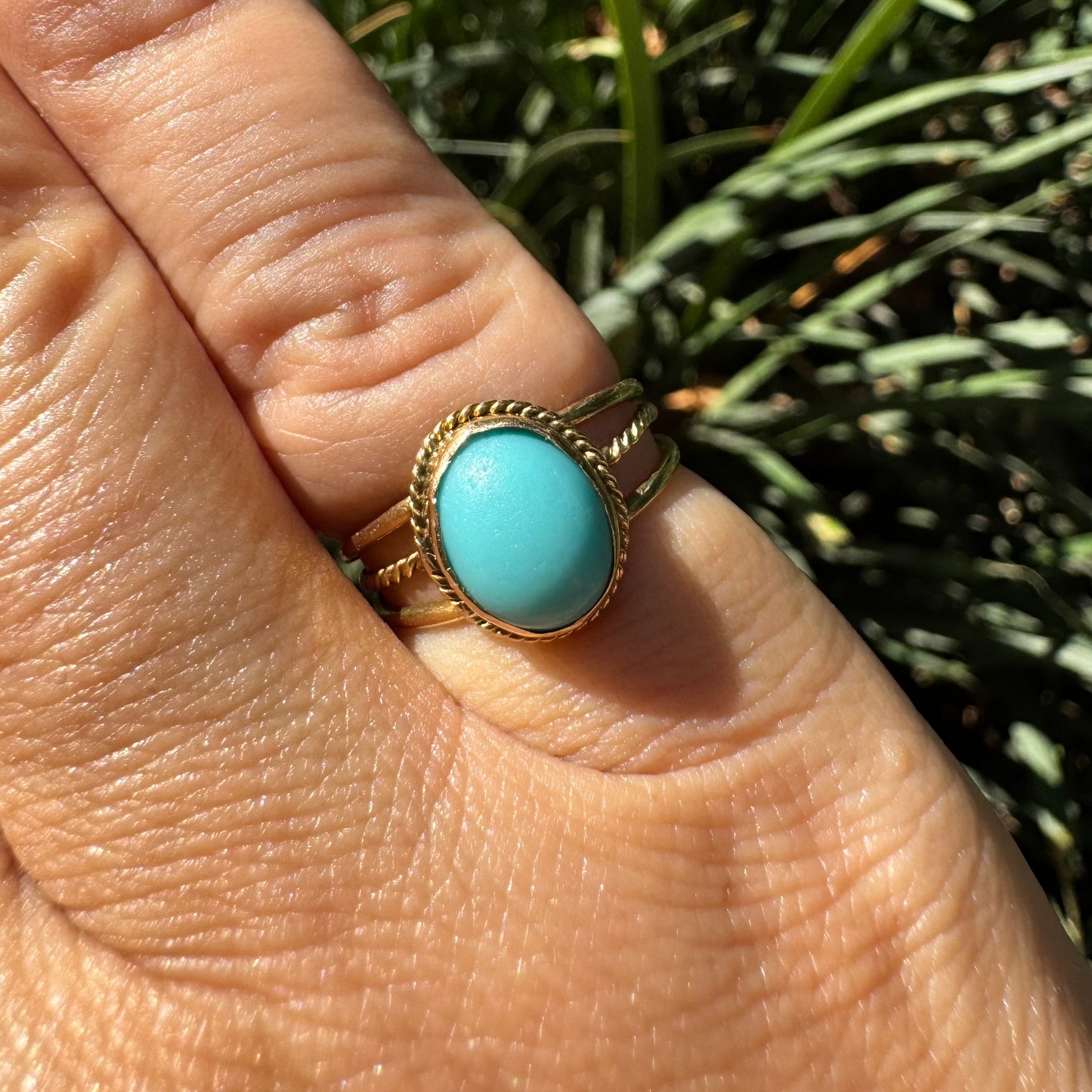 14K gold ring set with Turquoise