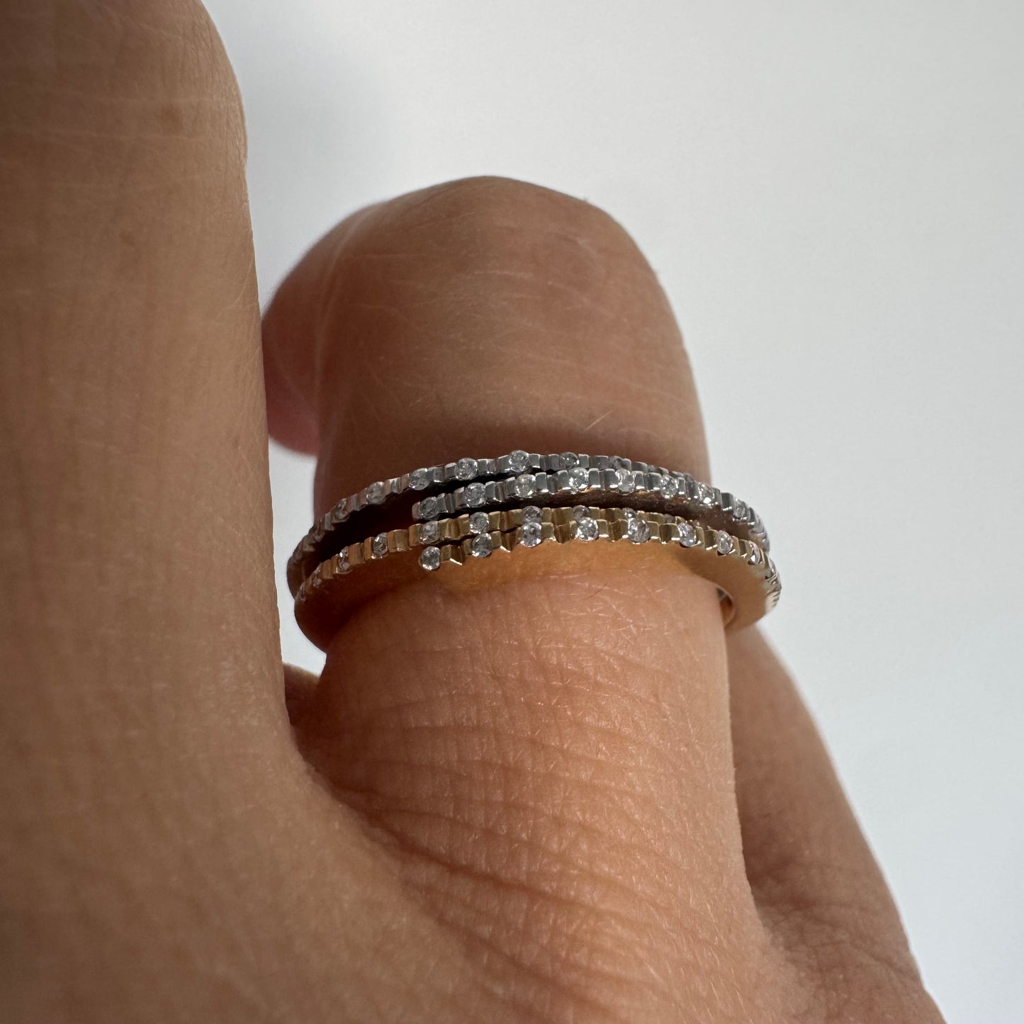 14K two-tone gold ring set with Diamonds