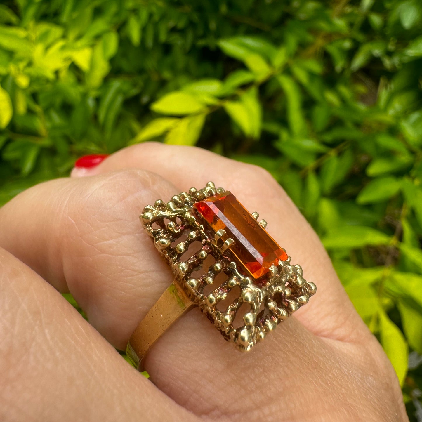 14K gold ring set with Citrine