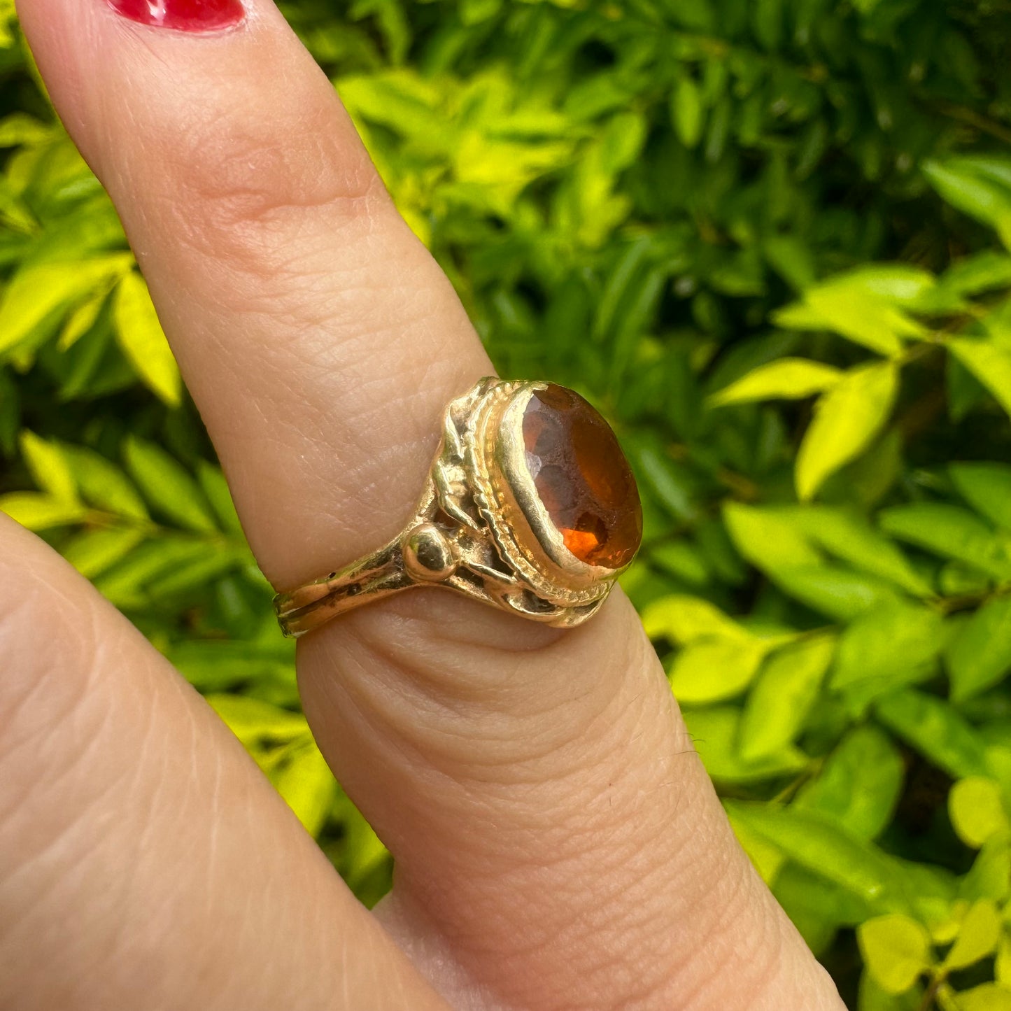 14K gold ring set with Citrine