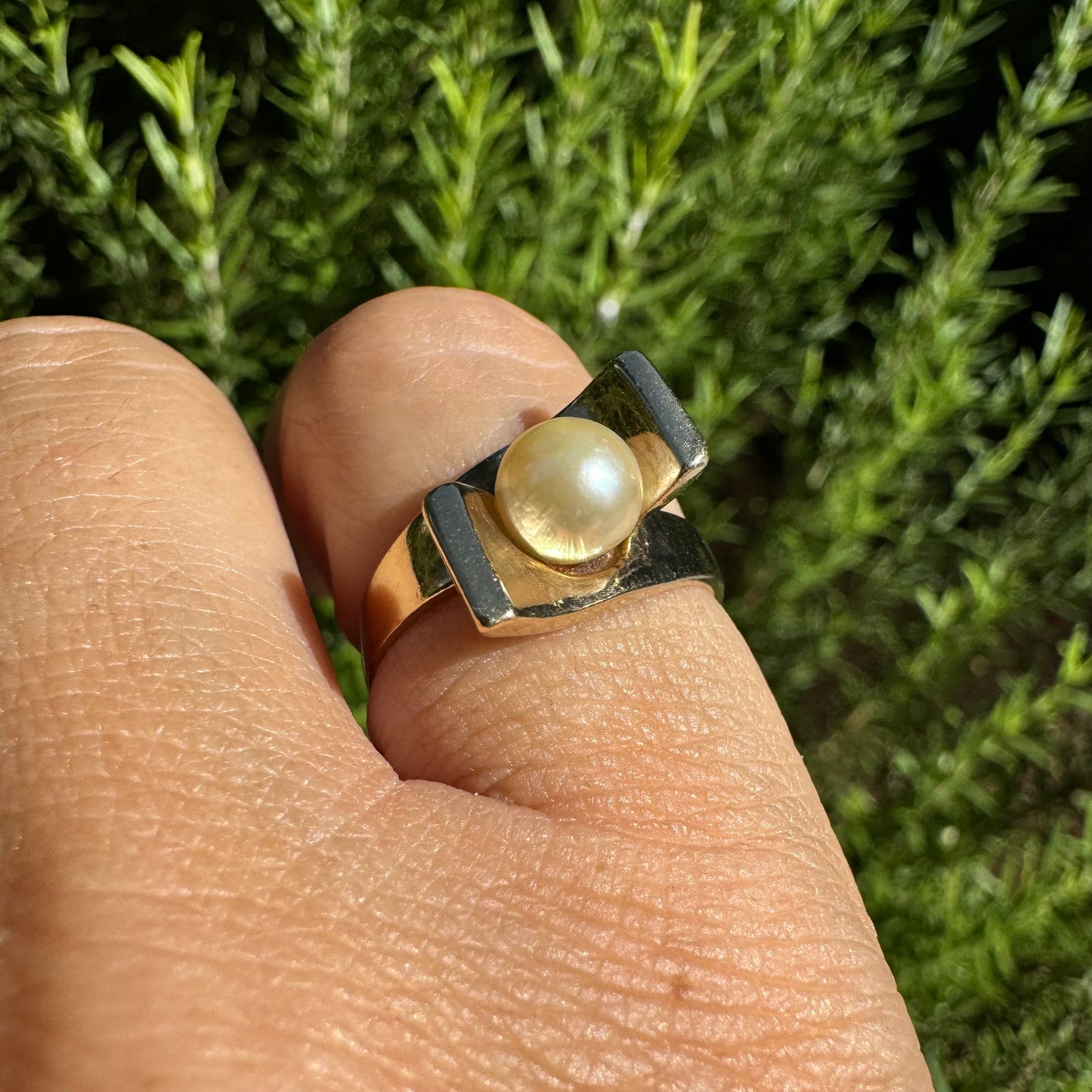 10K gold ring set with Pearl