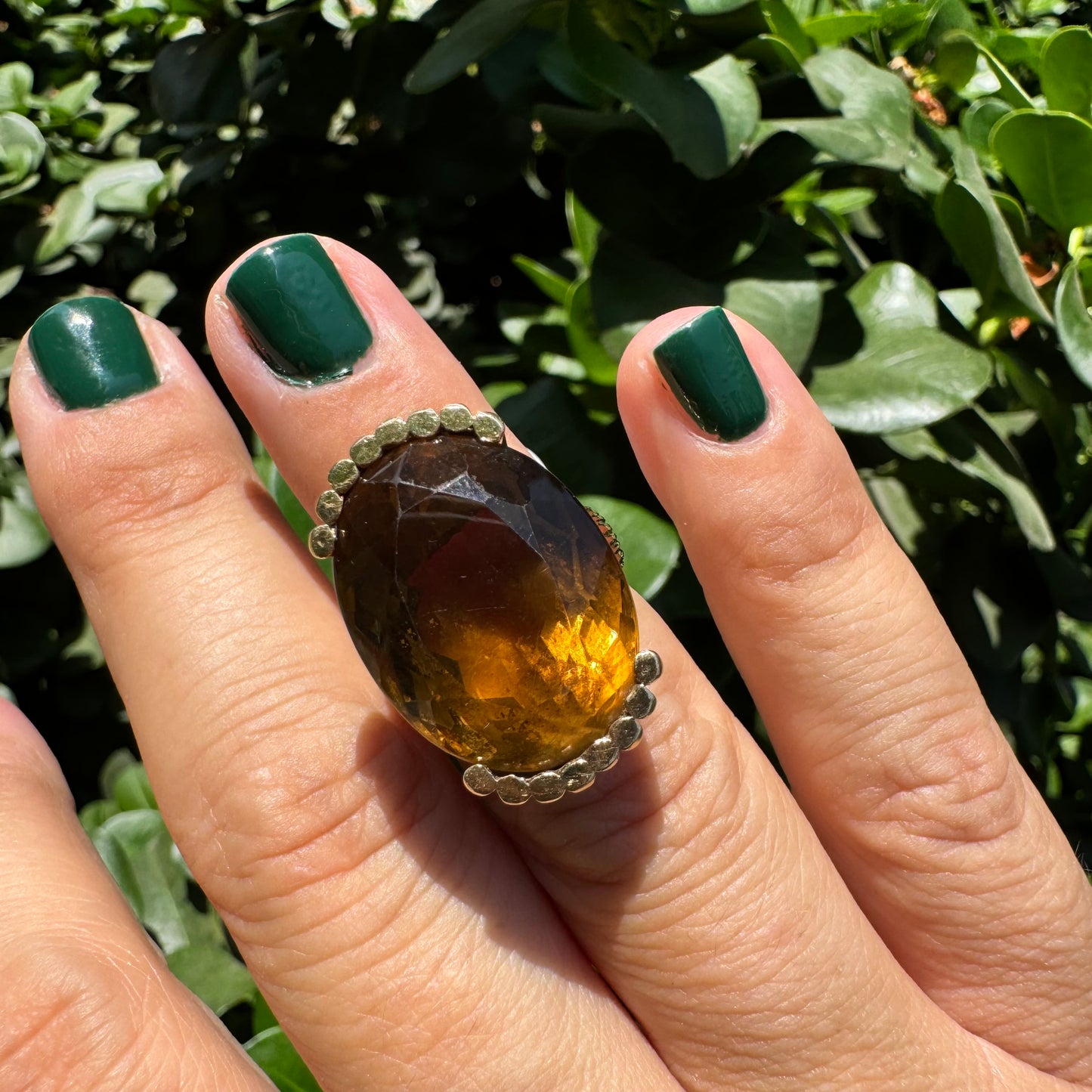 14K gold ring set with Smoky Quartz