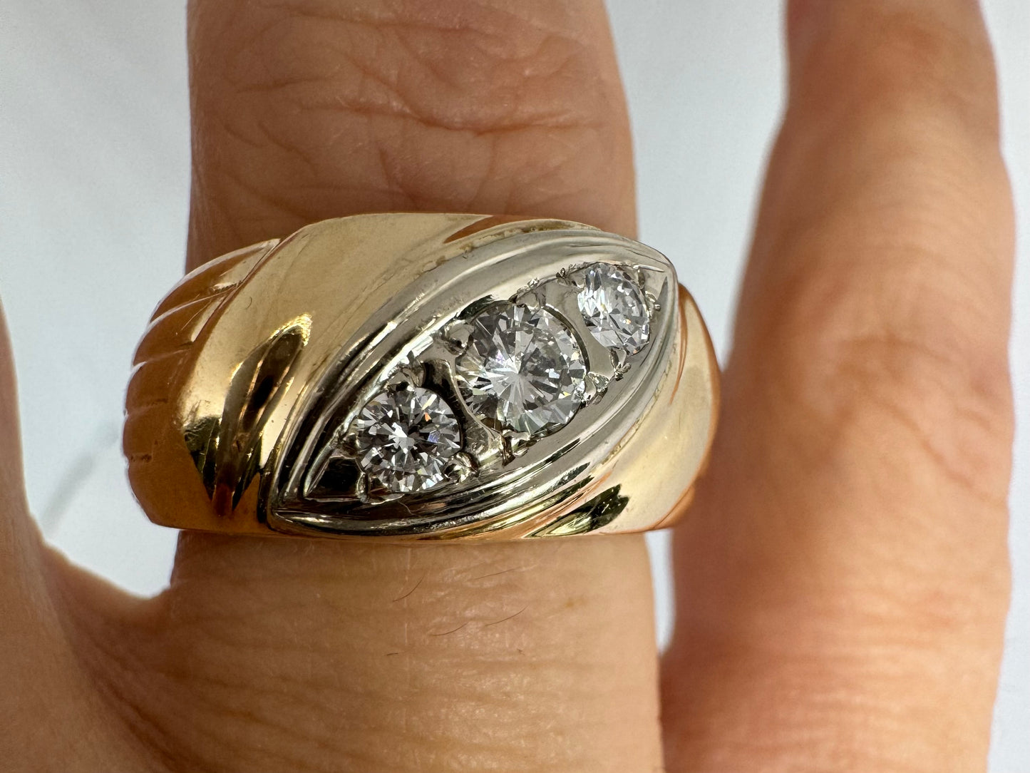 14K gold ring set with diamonds