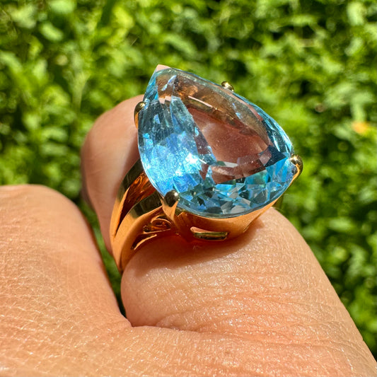 14K gold ring set with Blue Topaz