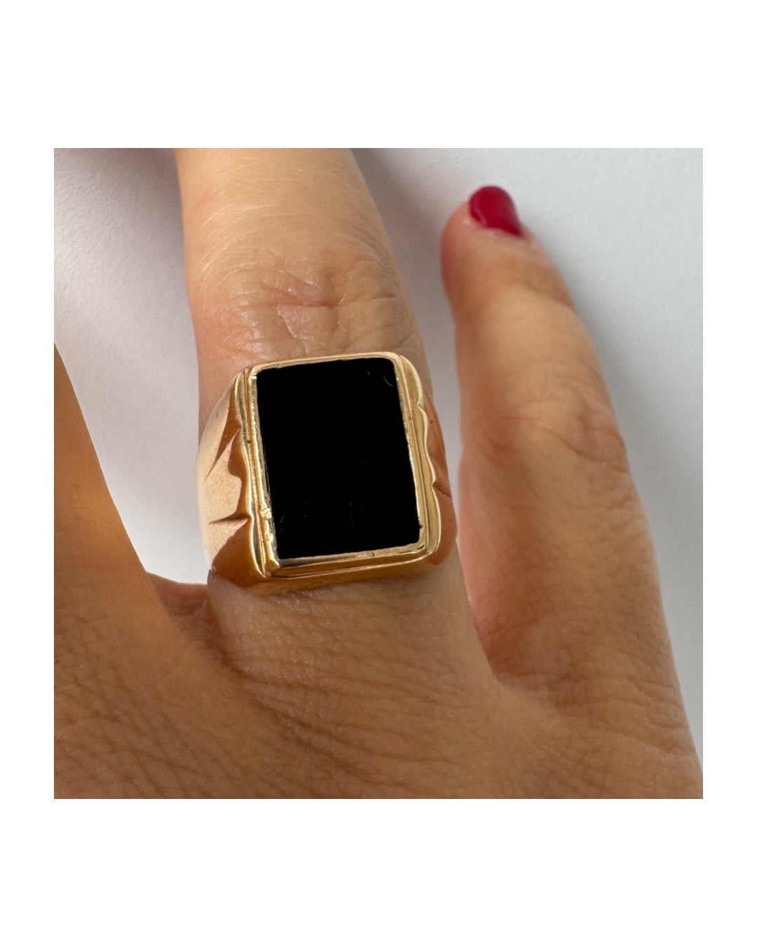 14K gold ring set with Black Onyx