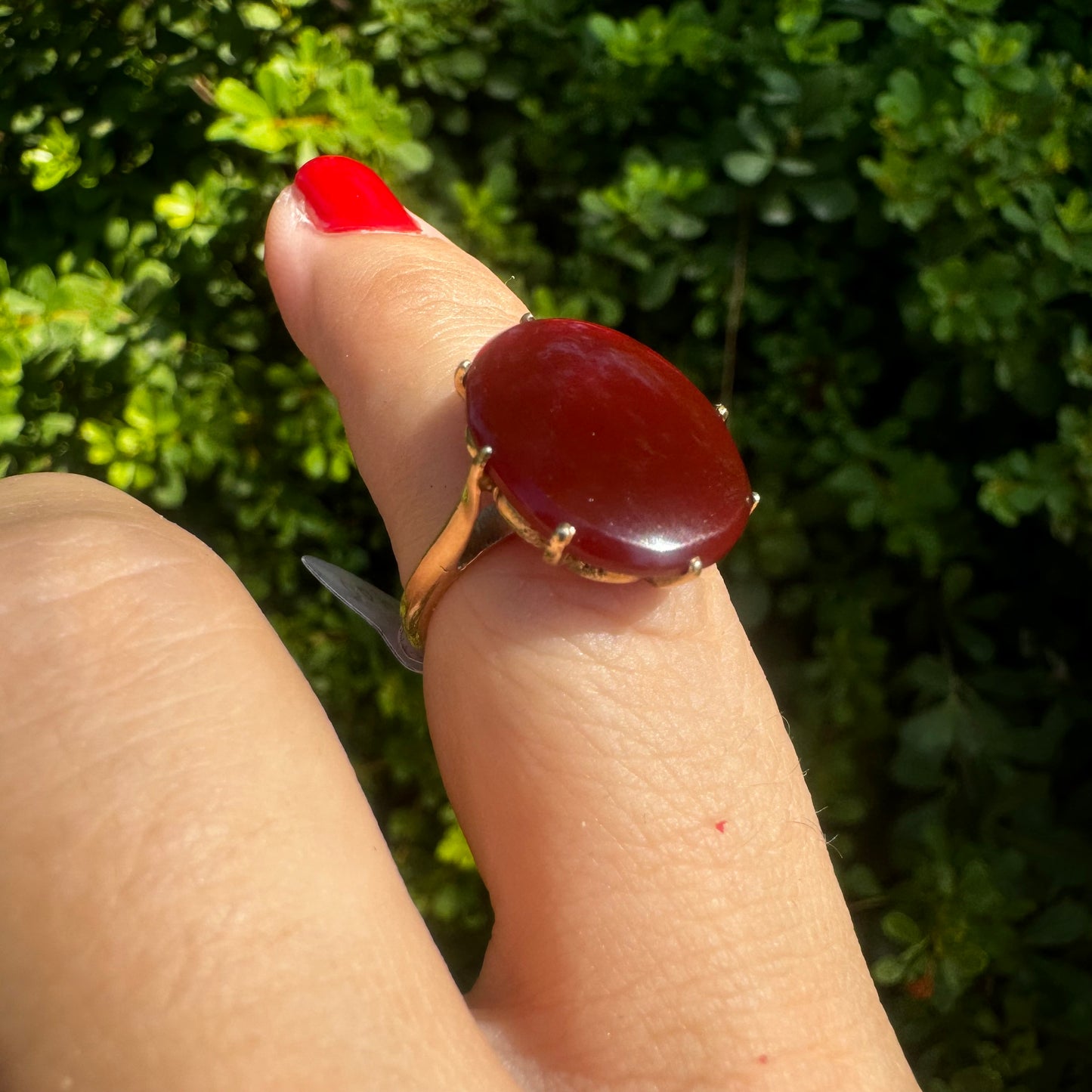 14K gold ring set with Carnelian