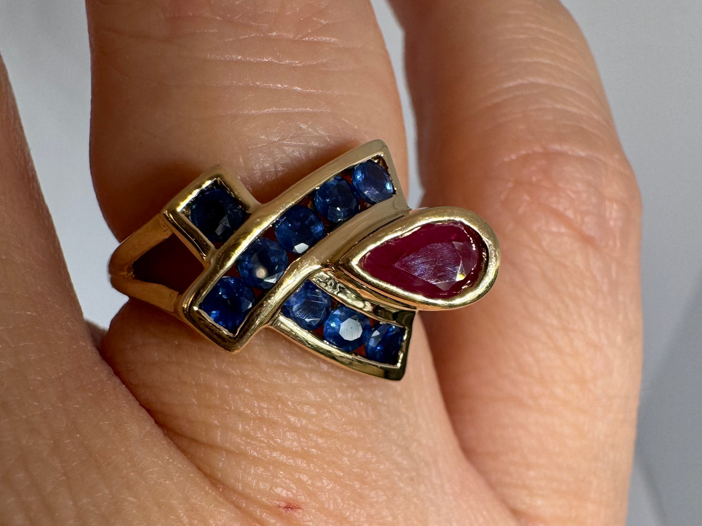 10K gold ring set with Ruby & Sapphire