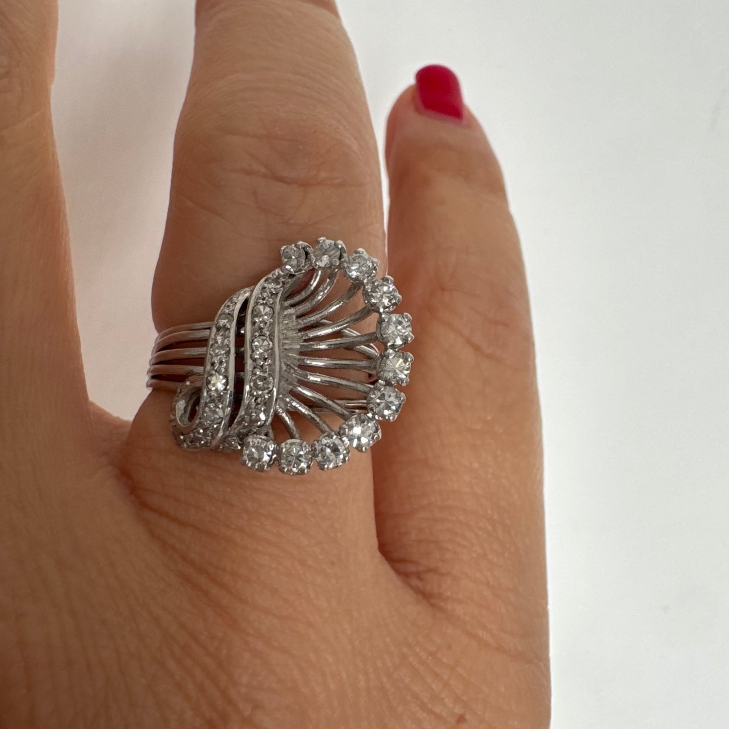 18K gold ring set with diamonds in a bold, elegant design
