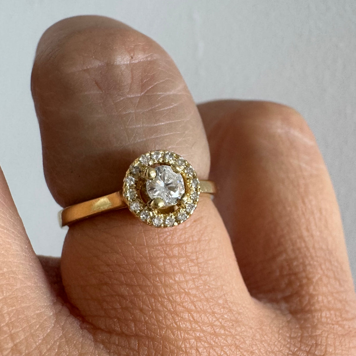 14K Yellow Gold Diamond Halo Ring