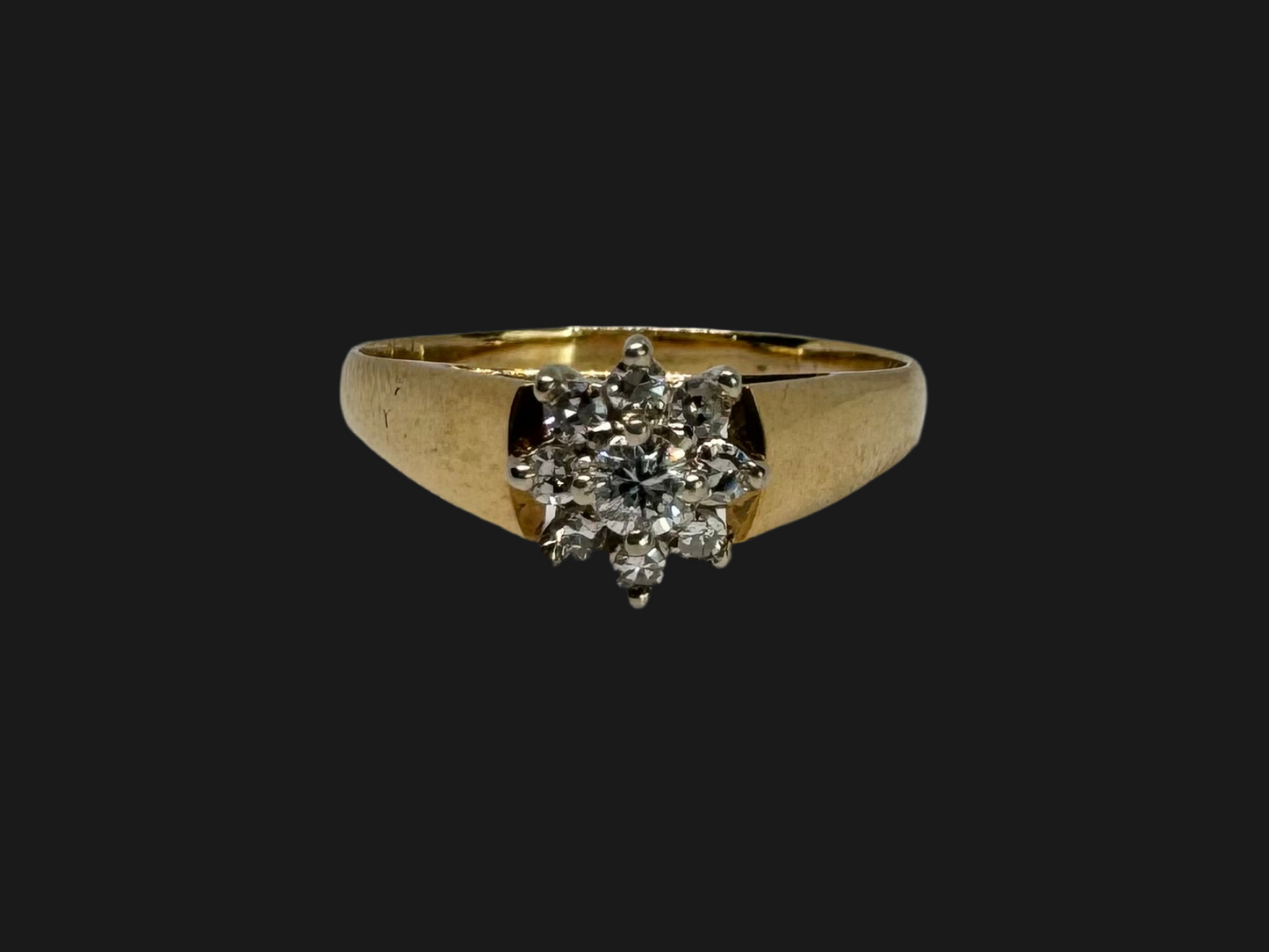 14K gold ring set with diamonds