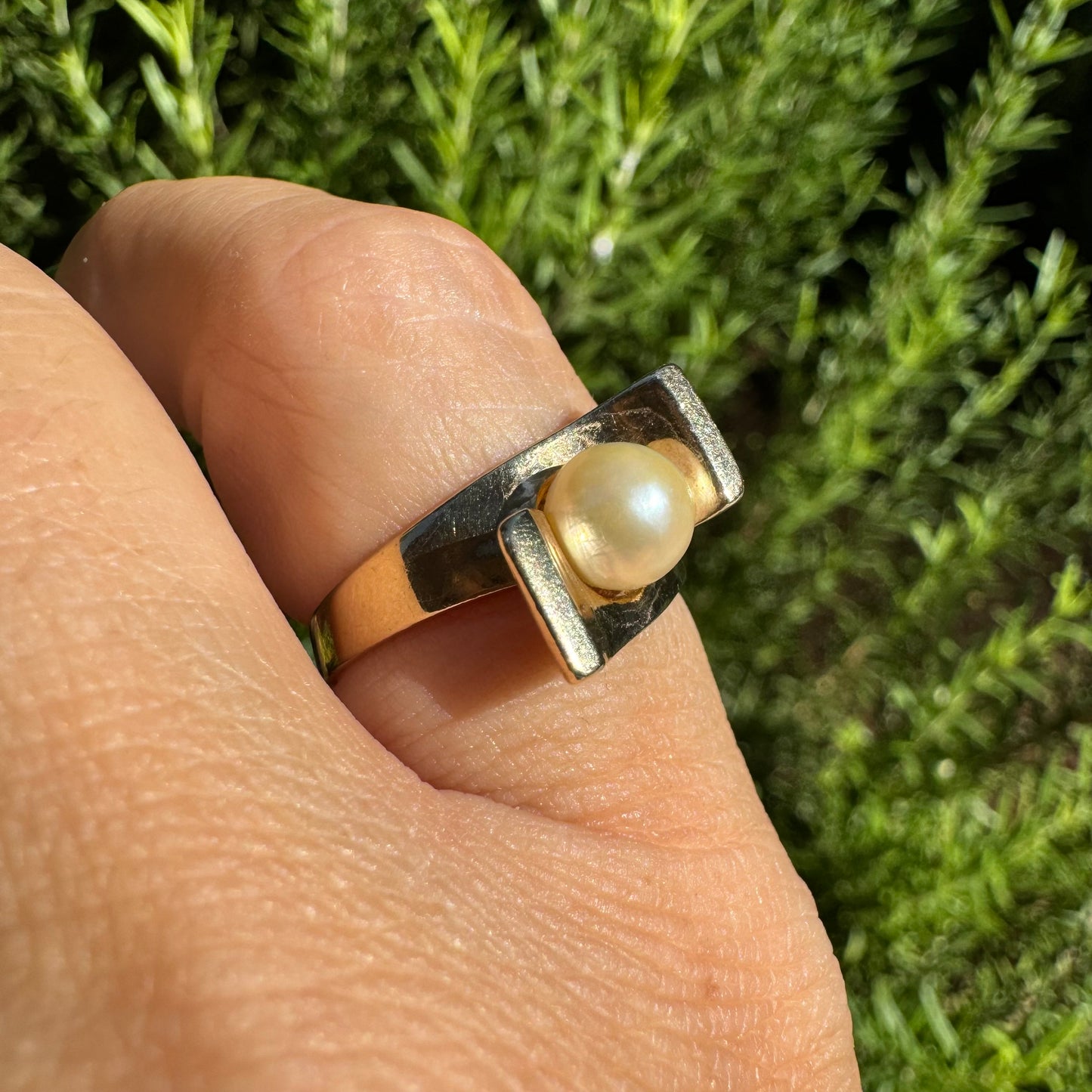 10K gold ring set with Pearl