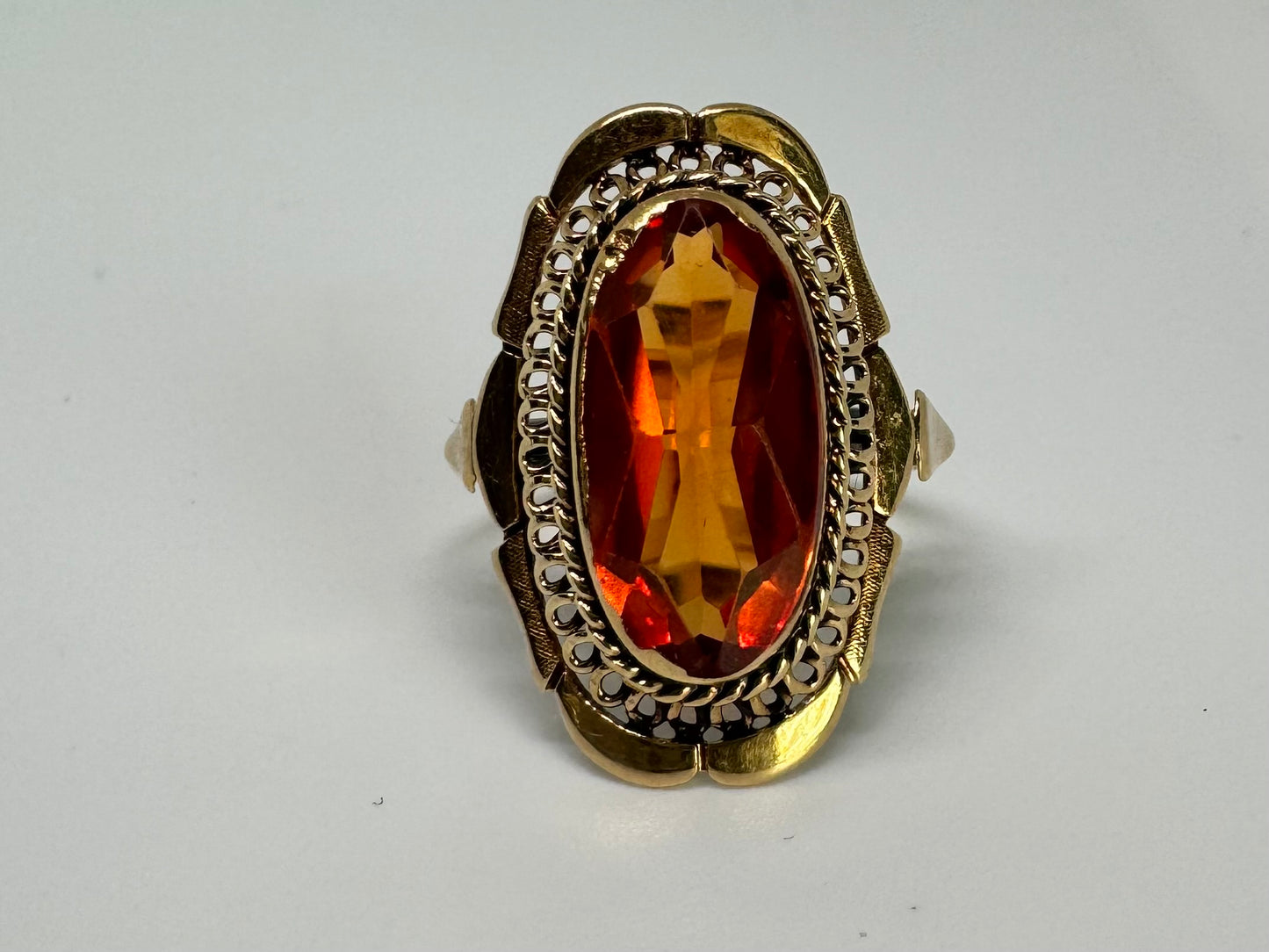 14K gold ring set with Citrine