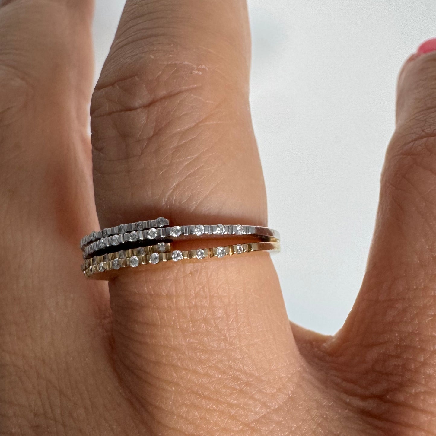 14K two-tone gold ring set with Diamonds