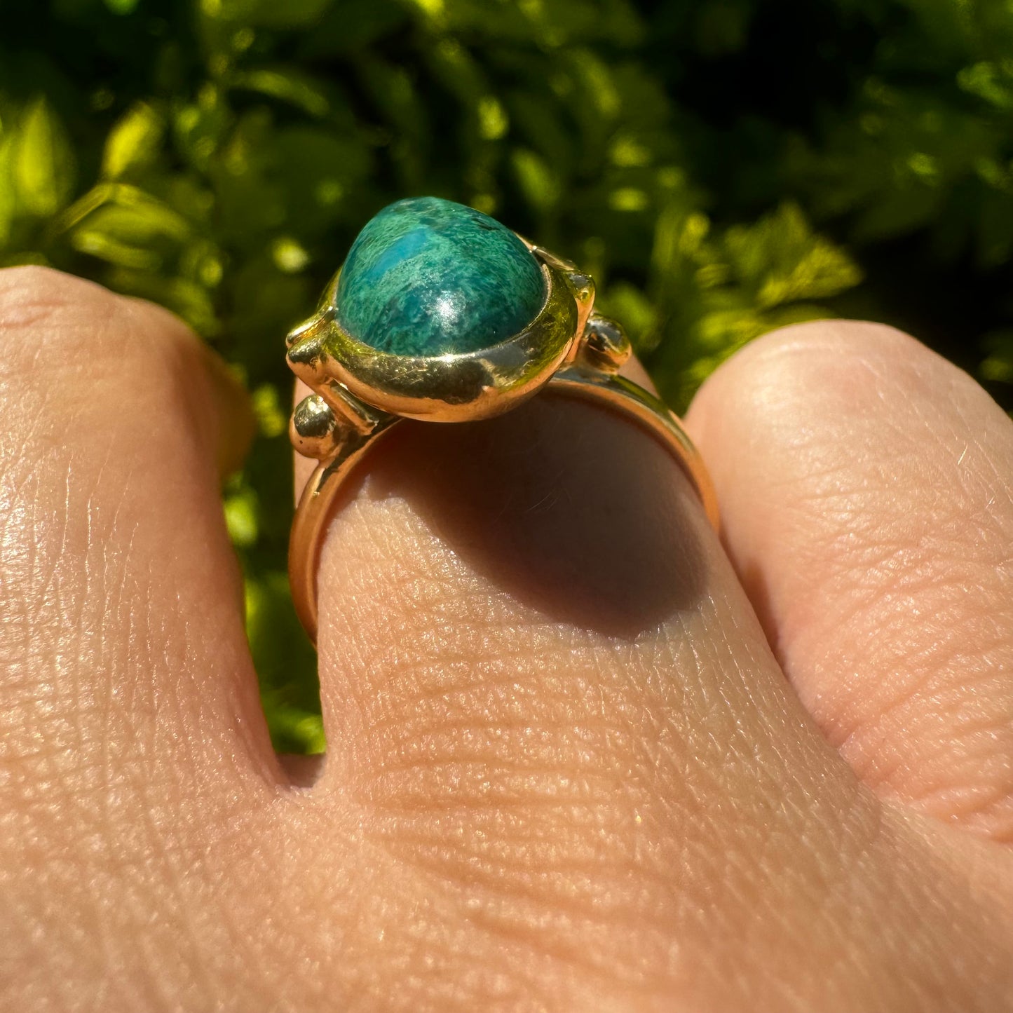 14K gold ring set with Eilat gemstone